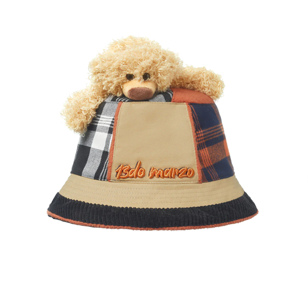 Nón 13DE MARZO Bear Inside-out Plaid Bucket Hat Best Quality