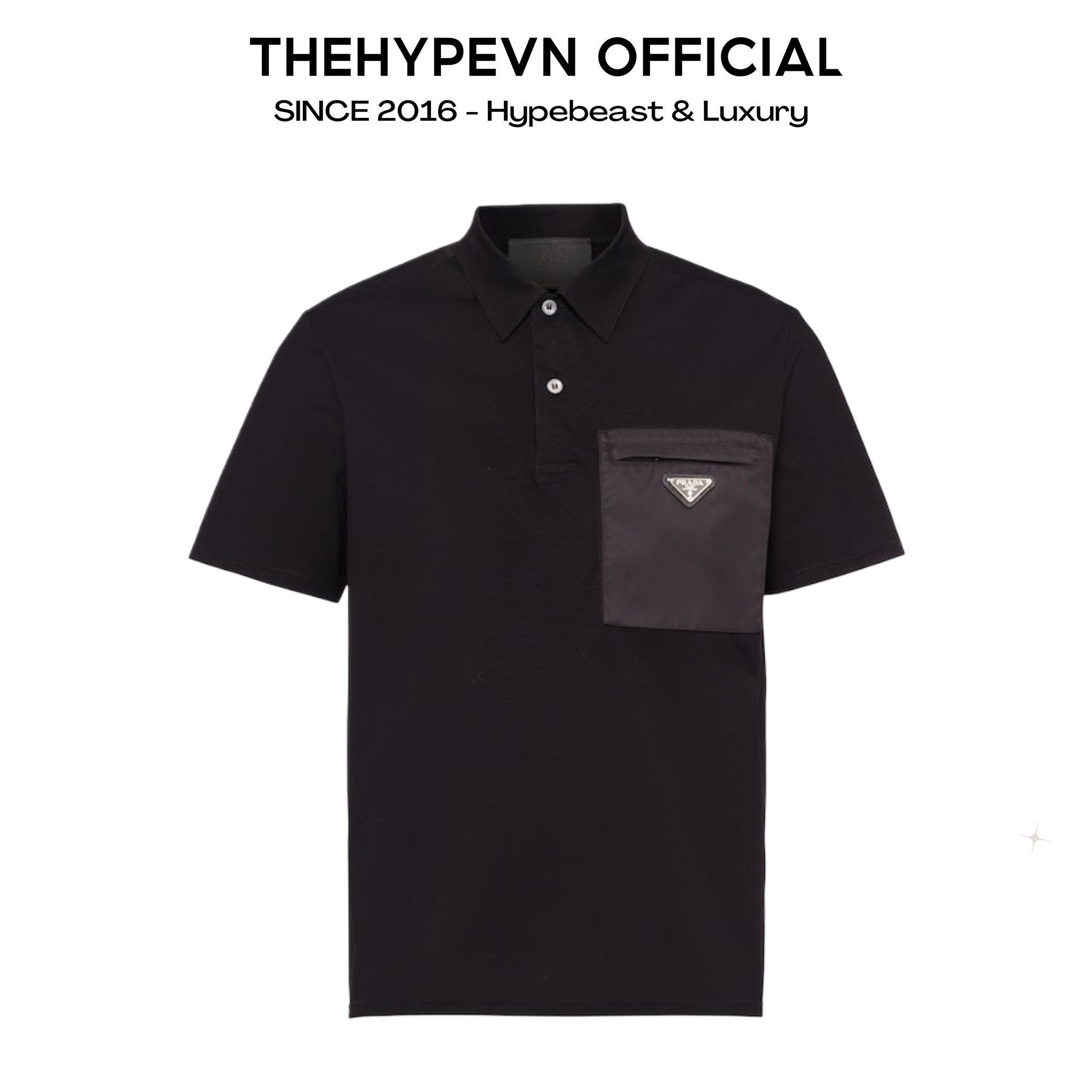 ÁO POLO PRADA NYLON POCKET TRIANGLE LOGO (BLACK)