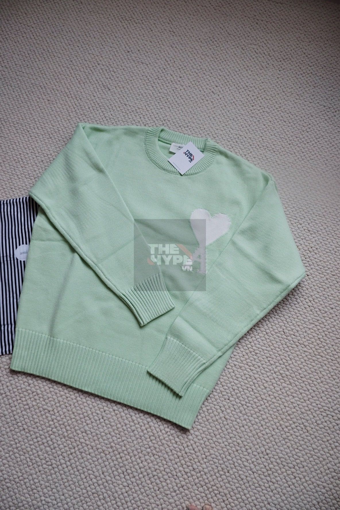 ÁO SWEATER AMI PARIS BIG HEART LOGO (GREEN)
