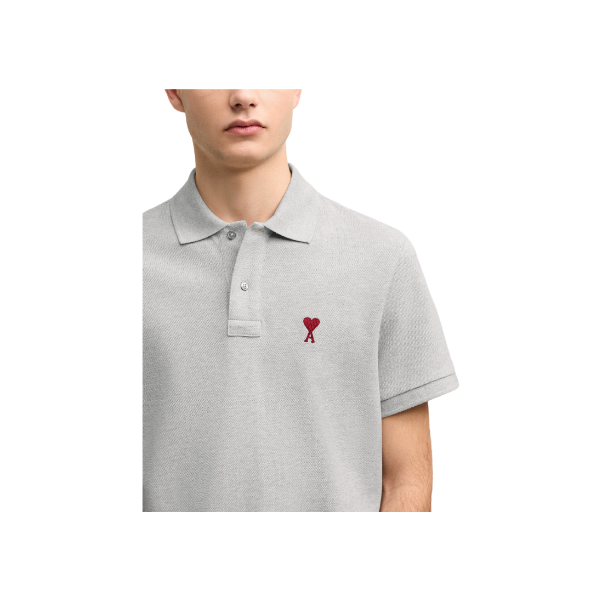 ÁO POLO AMI PARIS SMALL HEART LOGO COTTON (GREY)