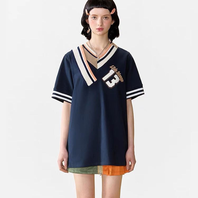 13DE MARZO TEE - Áo Thun Malposition Logo Knit (Evening Blue) Best Quality