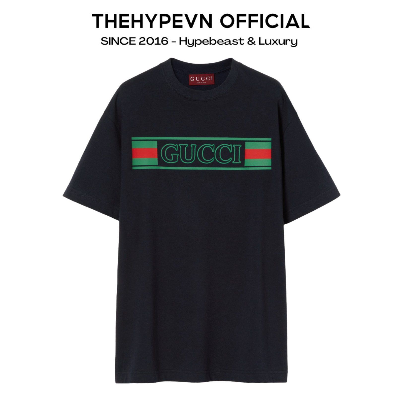 ÁO THUN GUCCI GC WEB BANNER PRINT (NAVY)
