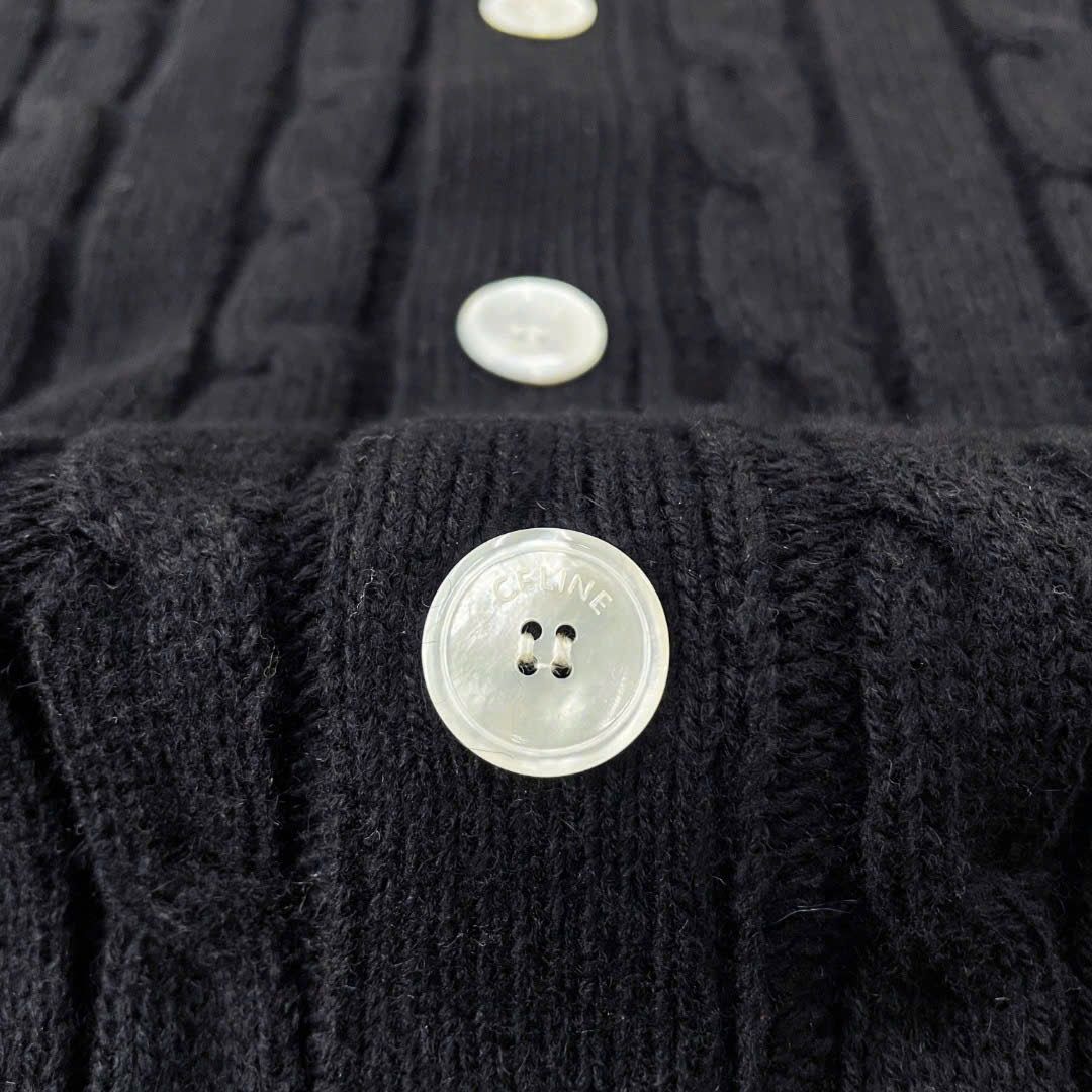 ÁO CARDIGAN CELINE TRIOMPHE CABLE KNIT CASHMERE (BLACK)