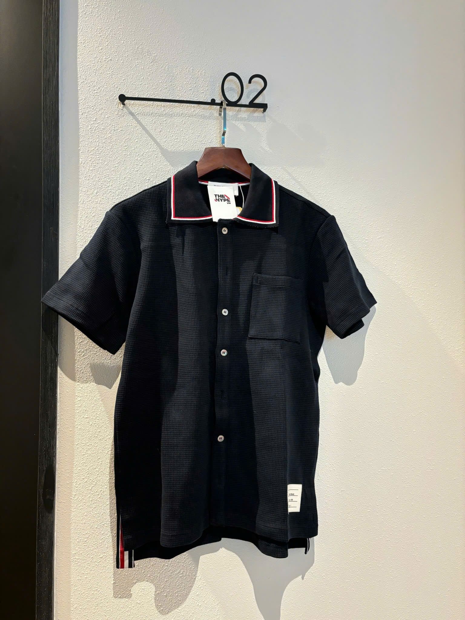 ÁO POLO THOM BROWNE TB TEXTURED COTTON (NAVY)
