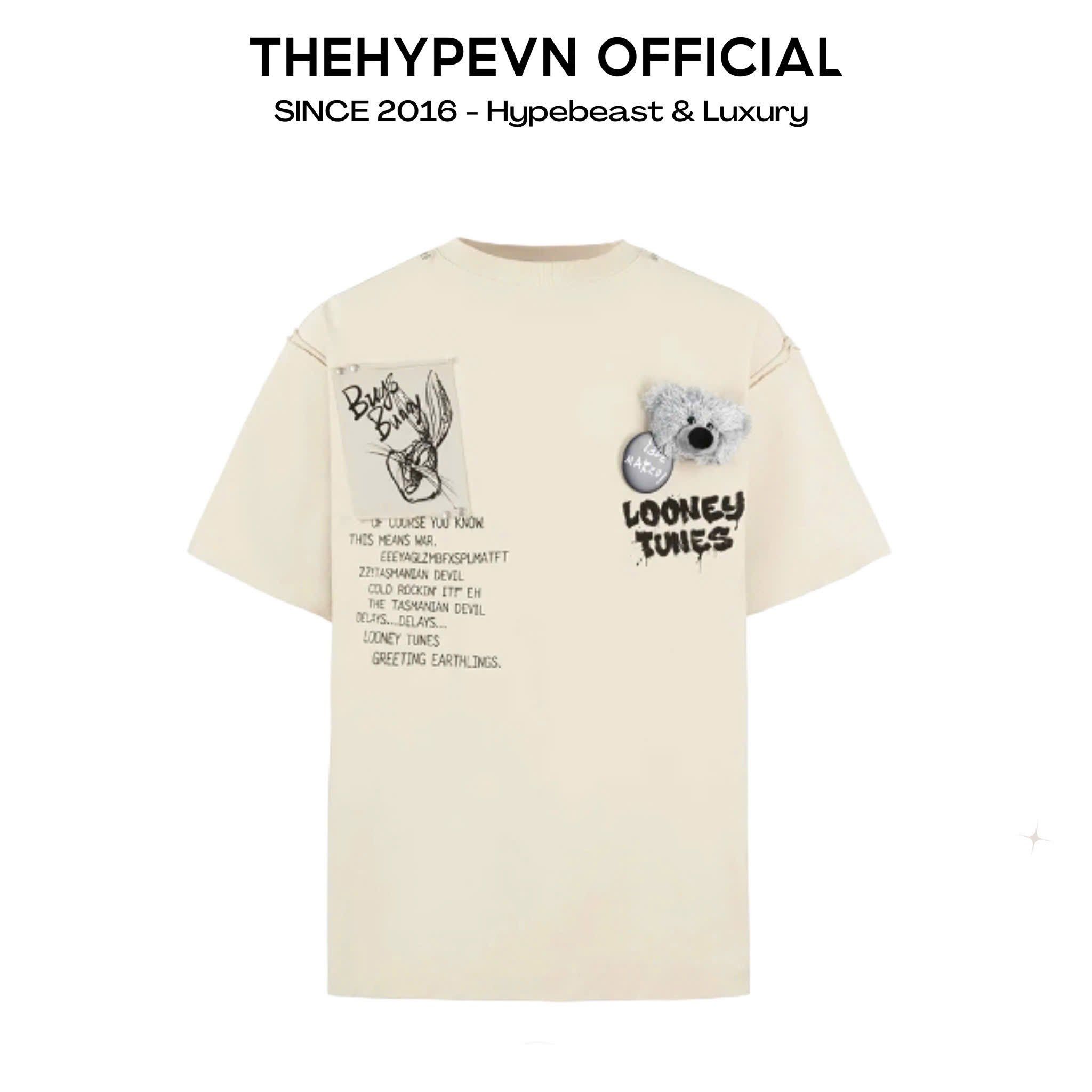 Áo 13De Marzo x LOONEY TUNES Bugs Bunny Sketch Moonbeam (Cream) Best Quality