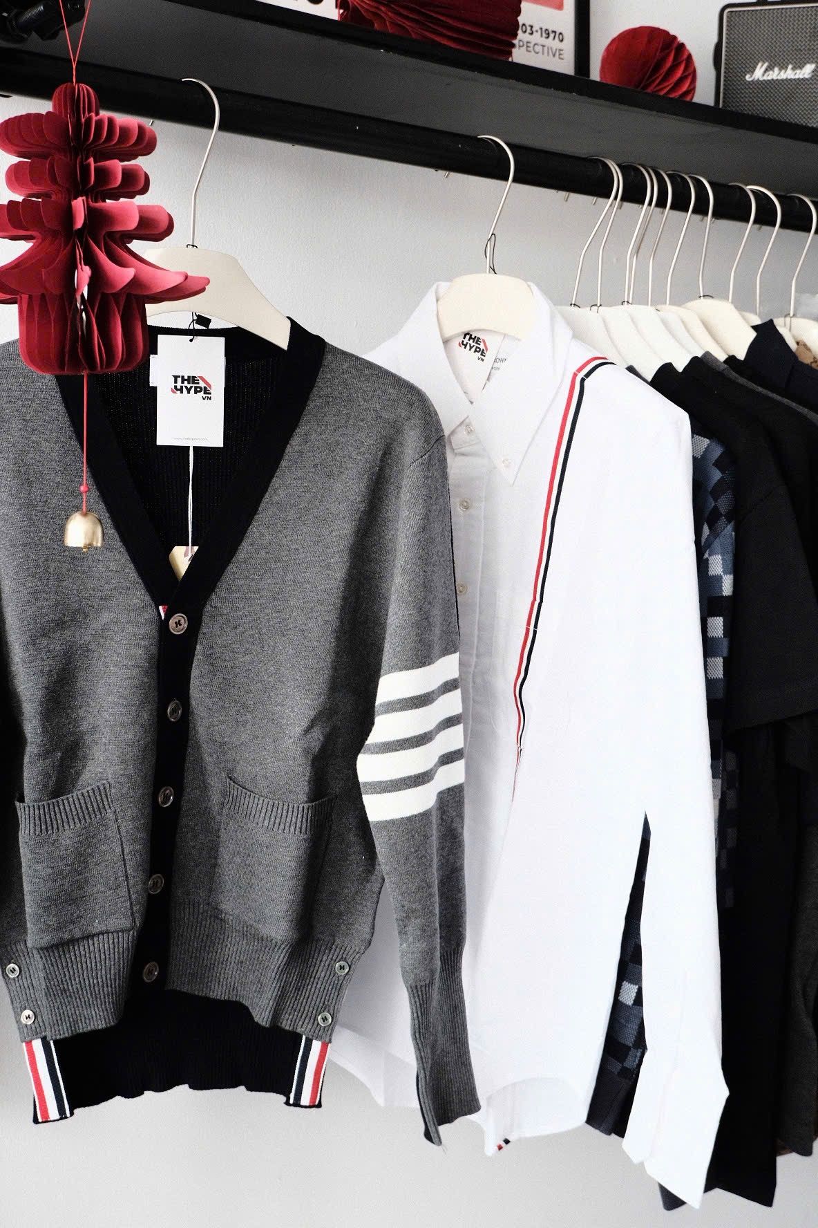 ÁO CARDIGAN THOM BROWNE TB 2 IN 1 HALF (GRAY BLACK)