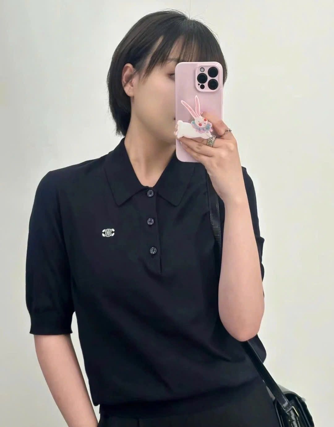ÁO POLO CELINE TRIOMPHE FINE COTTON (BLACK)