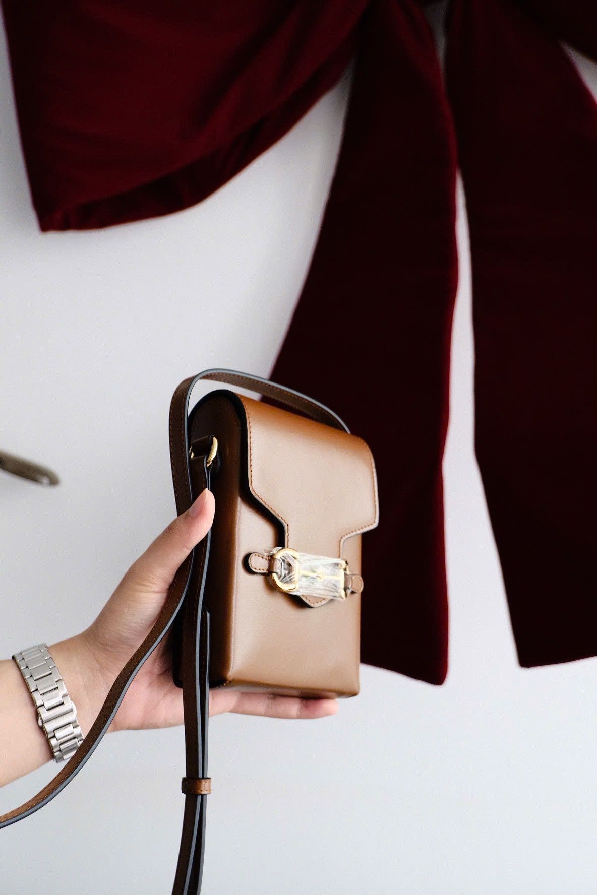 TÚI GUCCI GC HORSEBIT 1955 PHONE BAG SOLID (BROWN)