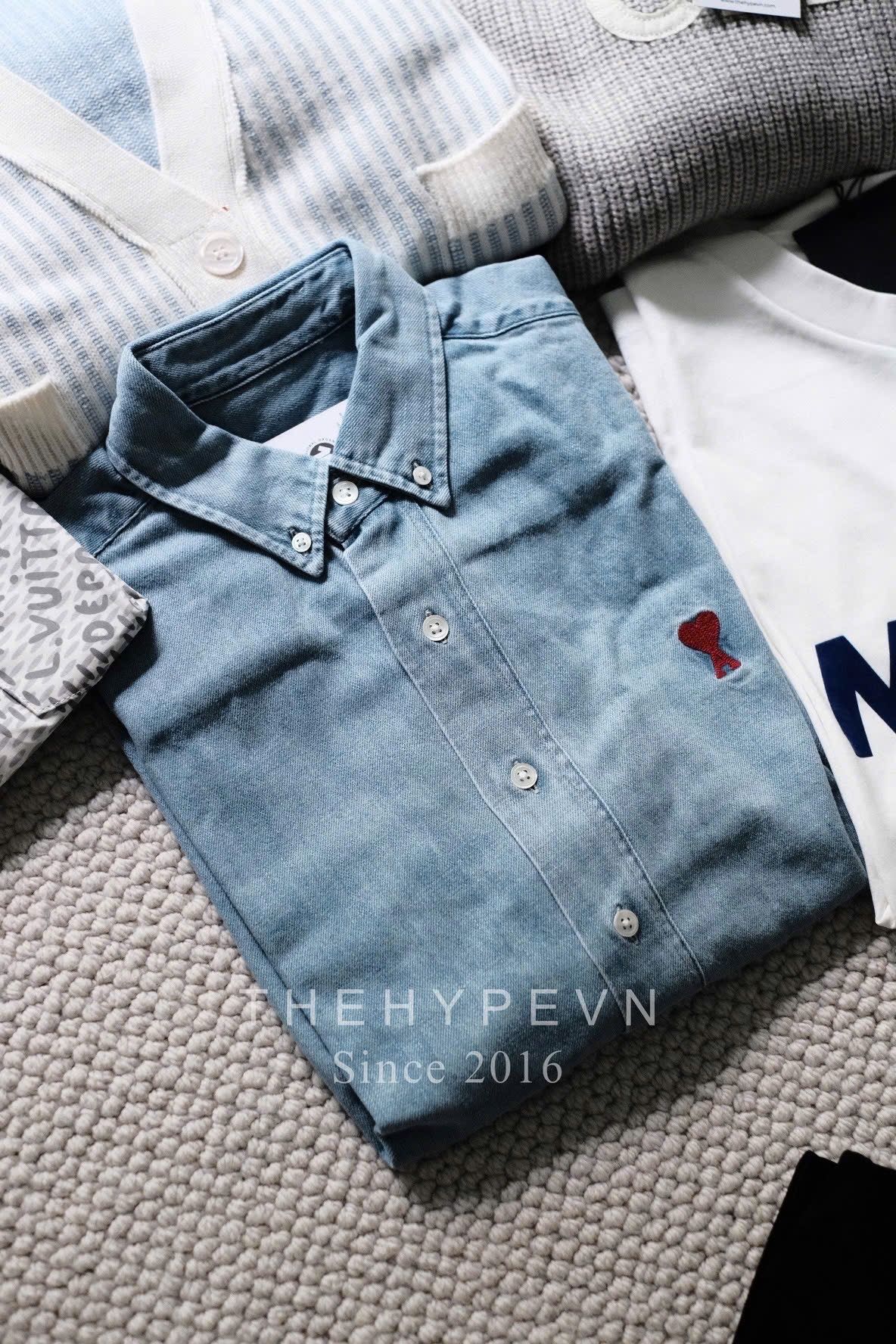 ÁO SƠ MI AMI PARIS CHEMISE HEART (BLUE DENIM)