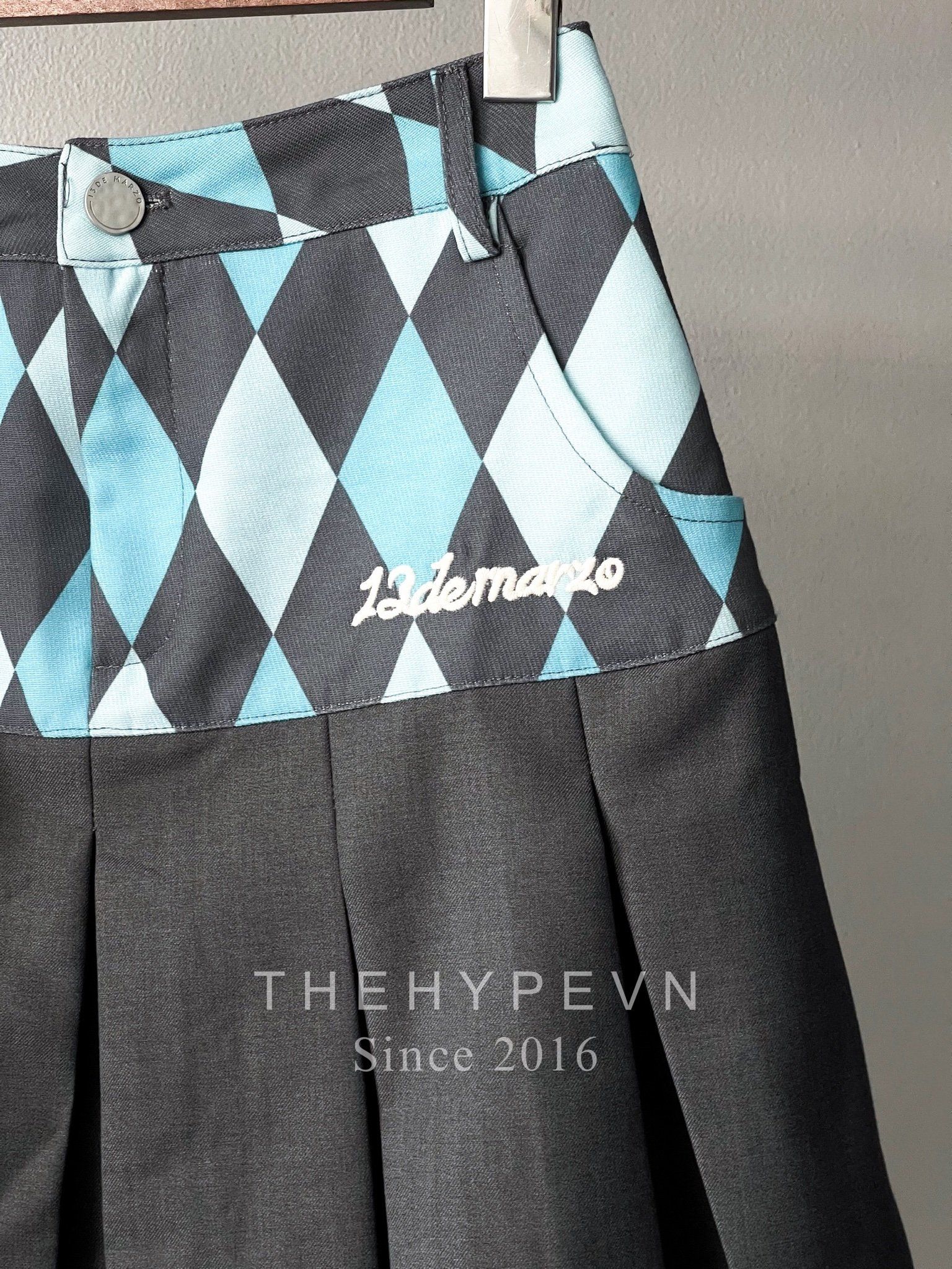 Chân Váy 13De Marzo Diamond Check Long (Blue Pastel) Best Quality