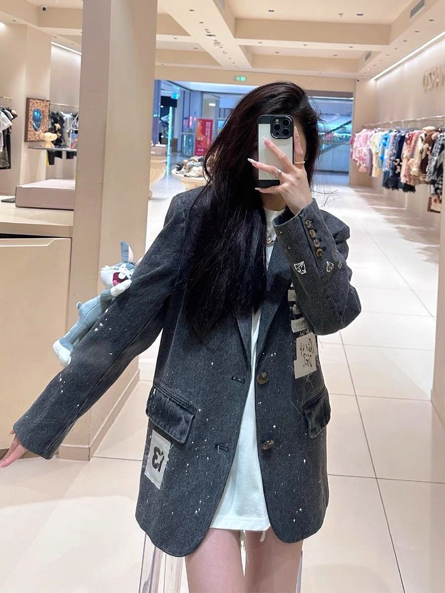 Áo Blazer 13De Marzo X Looney Tunes Bugs Bunny Splash Denim Suit Washed (Black) Best Quality