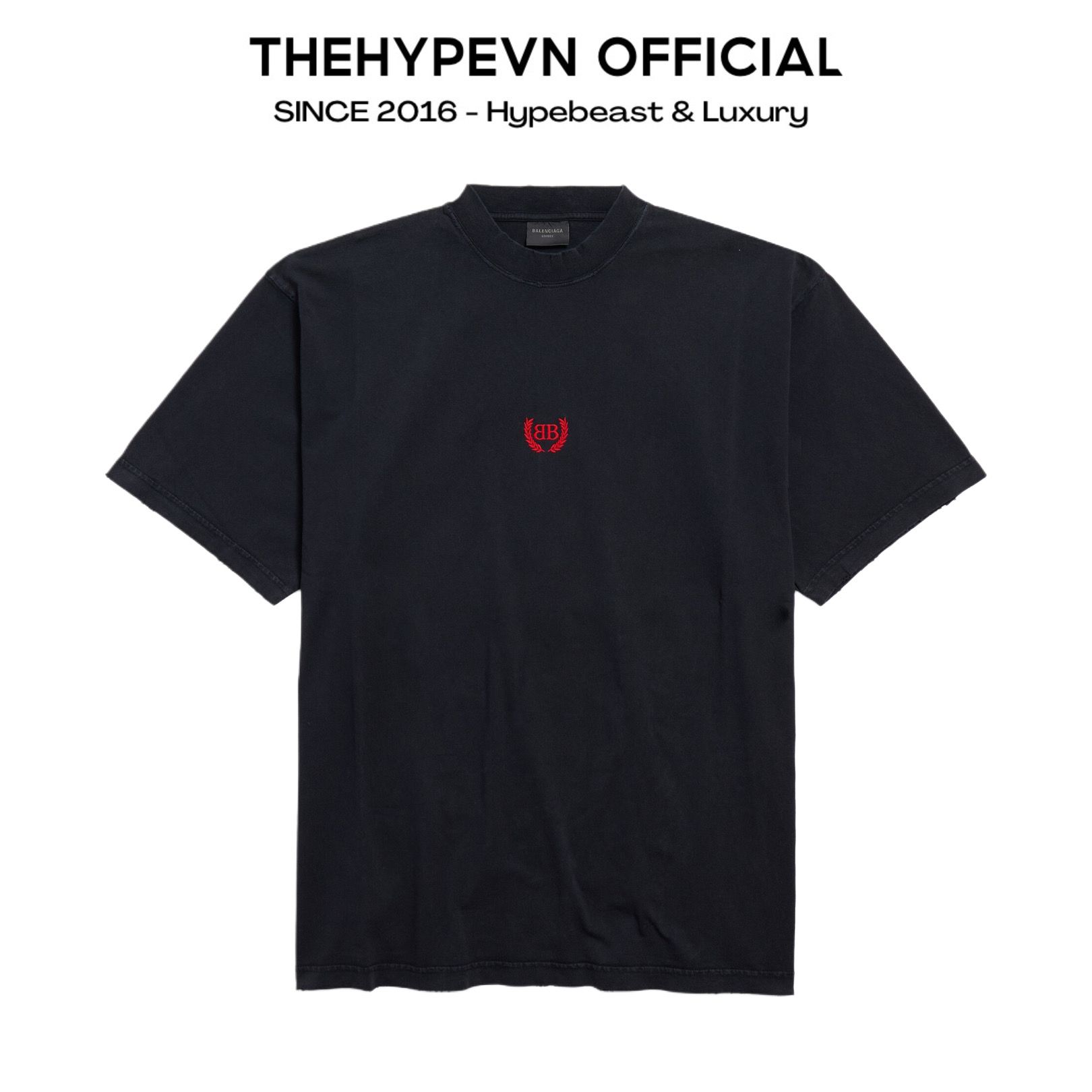 ÁO THUN BALENCIAGA BLCG RED LAUREL (BLACK)