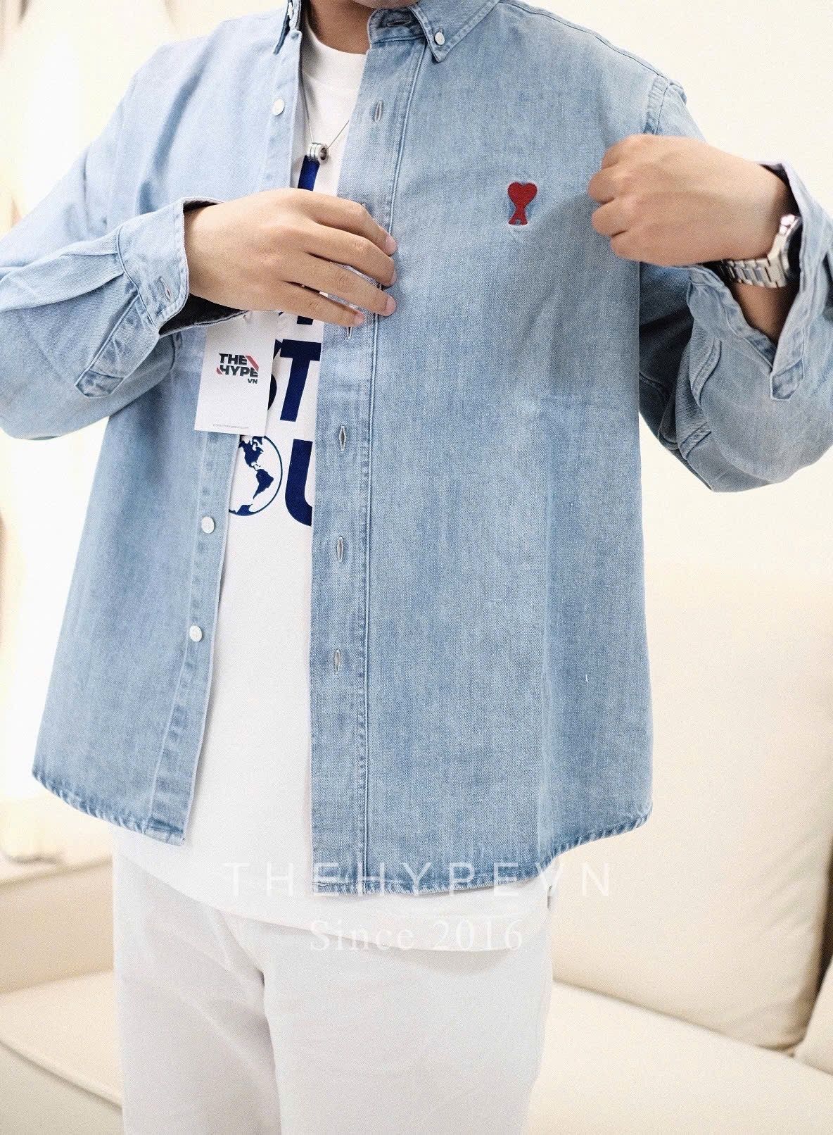 ÁO SƠ MI AMI PARIS CHEMISE HEART (BLUE DENIM)