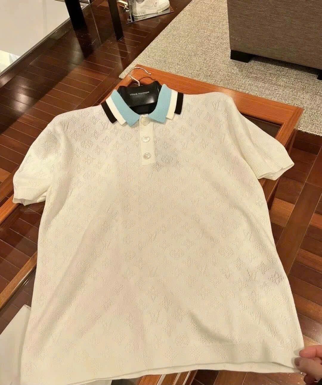 ÁO POLO LOUIS VUITTON LV MONOGRAM POINTELLE (WHITE)