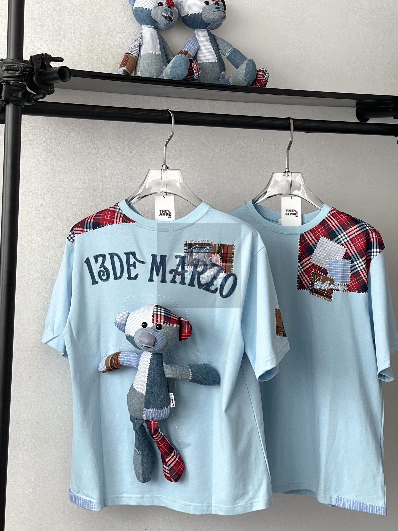 13DE MARZO TEE - Áo Thun Bear Patch Suture Denim (Blue) Best Quality