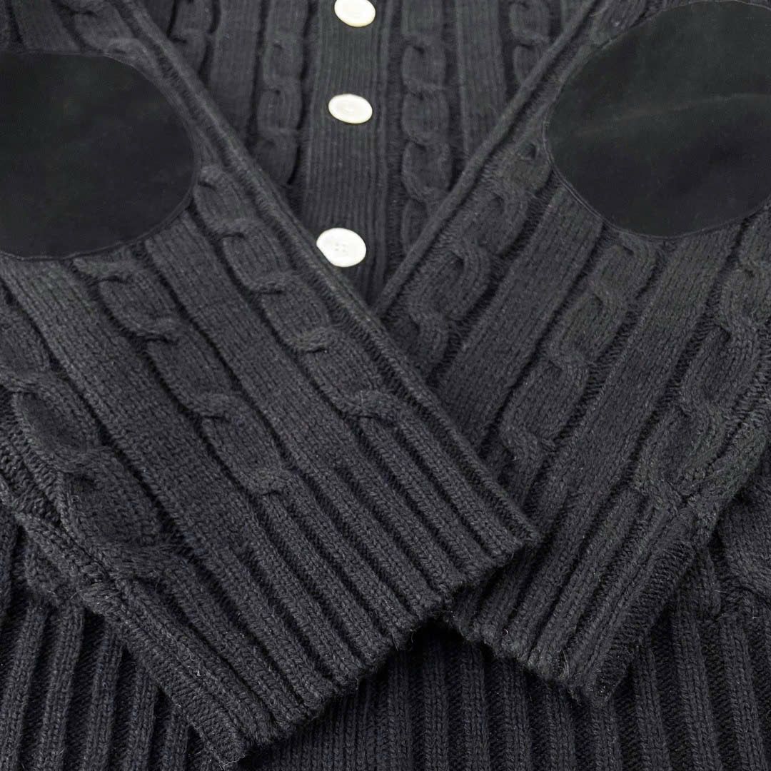 ÁO CARDIGAN CELINE TRIOMPHE CABLE KNIT CASHMERE (BLACK)
