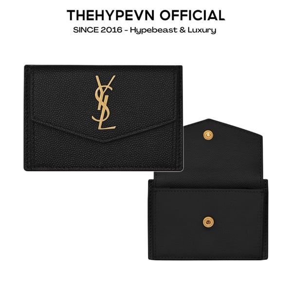 VÍ SAINT LAURENT YSL UPTOWN FLAP CARD WALLET (BLACK)