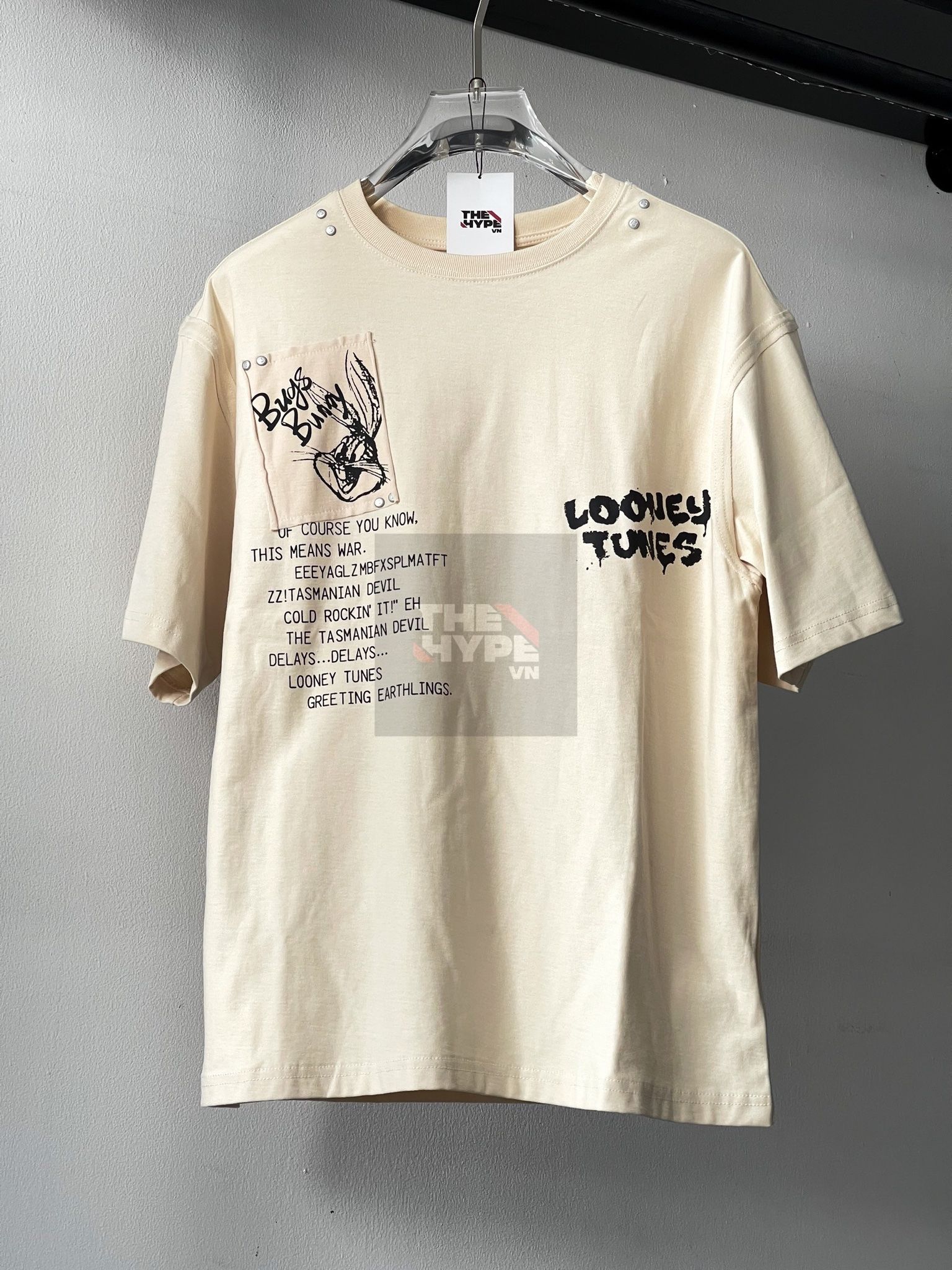 Áo 13De Marzo x LOONEY TUNES Bugs Bunny Sketch Moonbeam (Cream) Best Quality