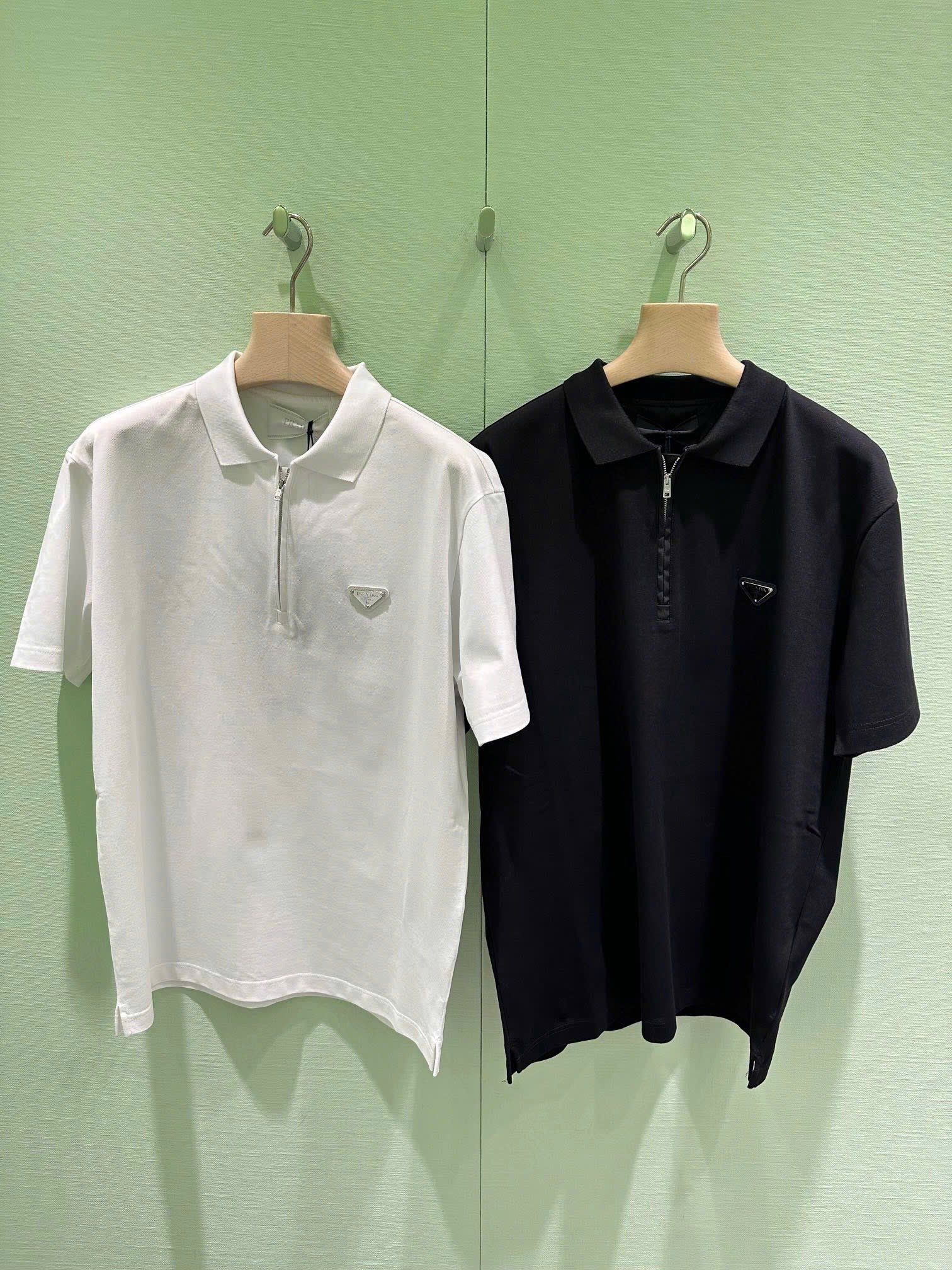 ÁO POLO PRADA RE-NYLON TRIANGLE LOGO (BLACK)