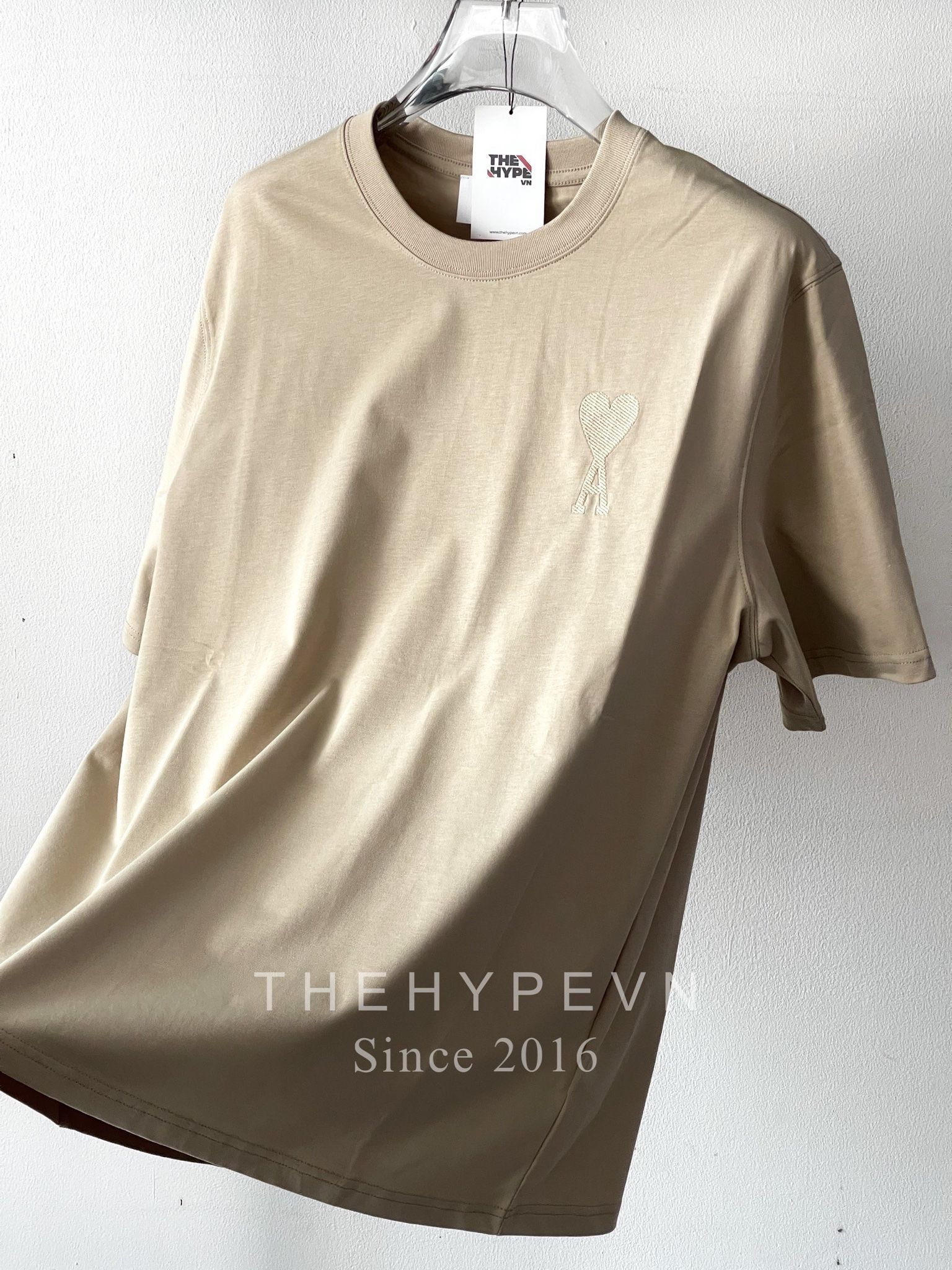 ÁO PHÔNG AMI PARIS BIG HEART LOGO TEE (BEIGE)