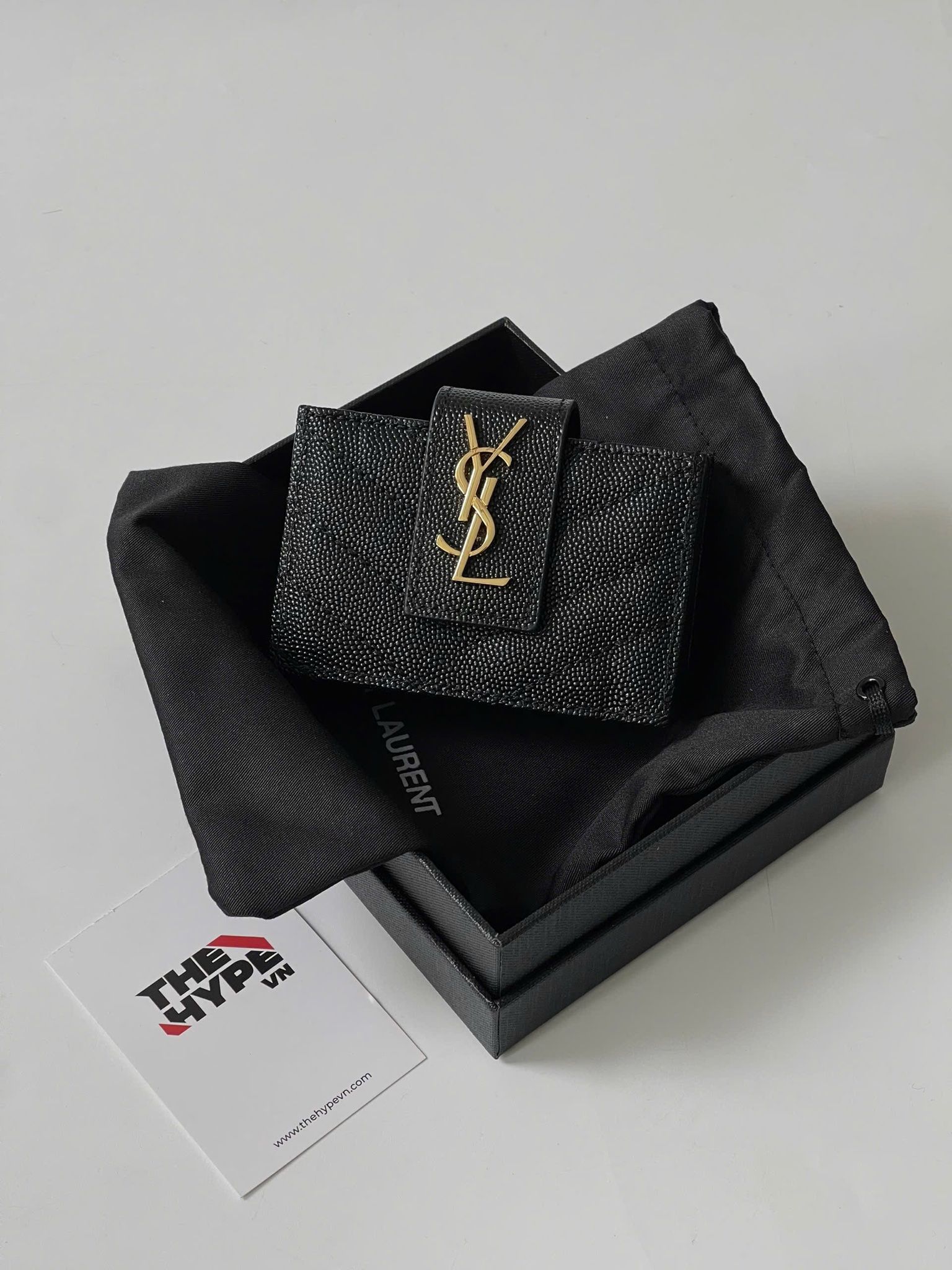 VÍ ĐỰNG THẺ SAINT LAURENT YSL CASSANDRE MATELASSE (BLACK)