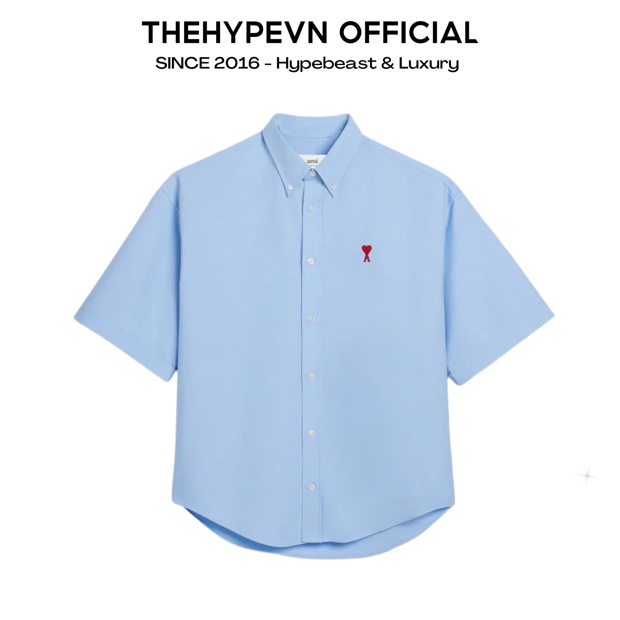 ÁO SO MI AMI PARIS BOXY SHORT SLEEVE OXFORD (BLUE CASHMERE)
