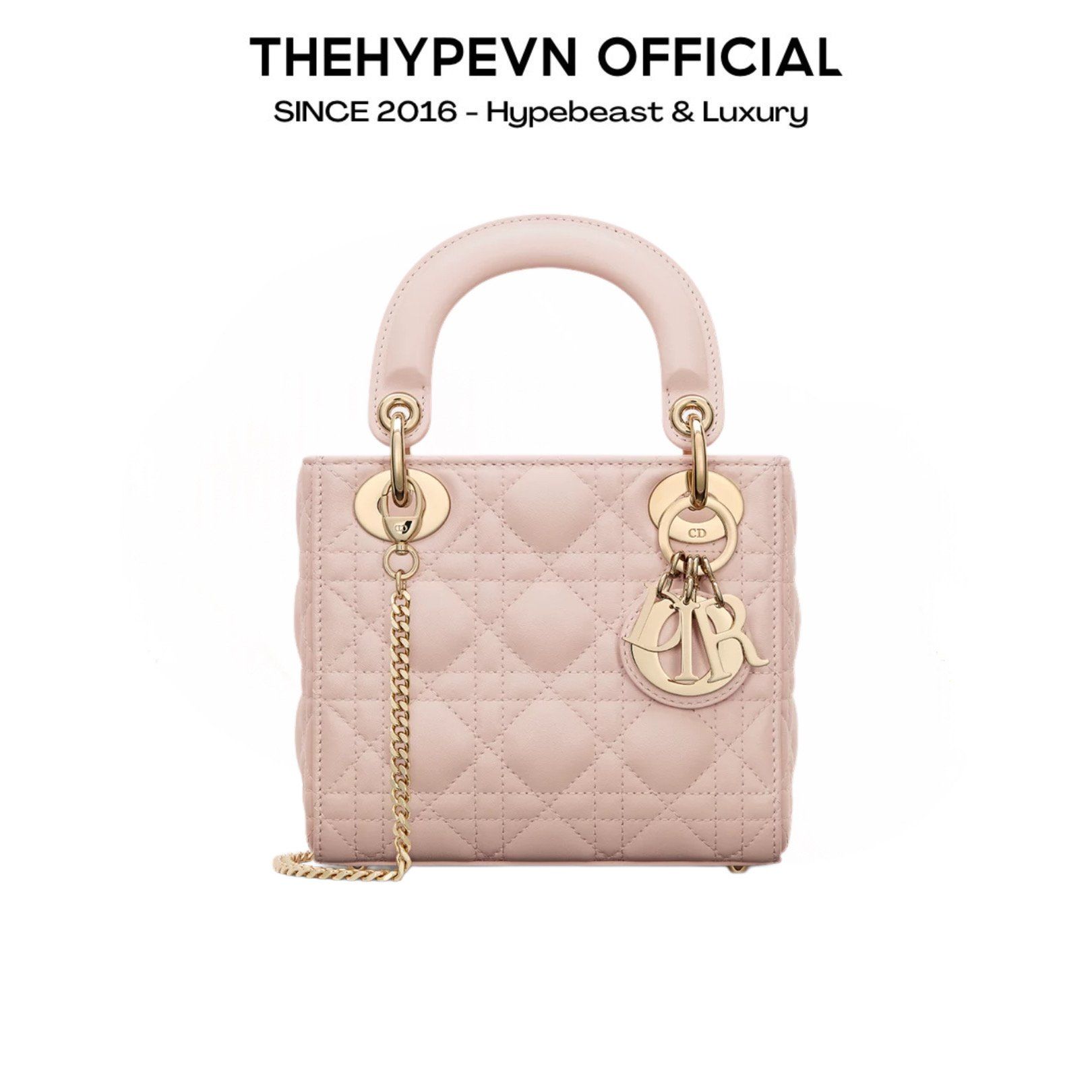 TÚI MINI LADY DIOR LAMBSKIN (POWDER PINK)