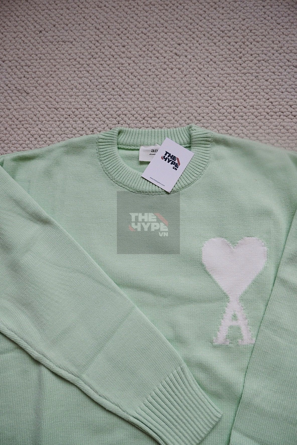 ÁO SWEATER AMI PARIS BIG HEART LOGO (GREEN)