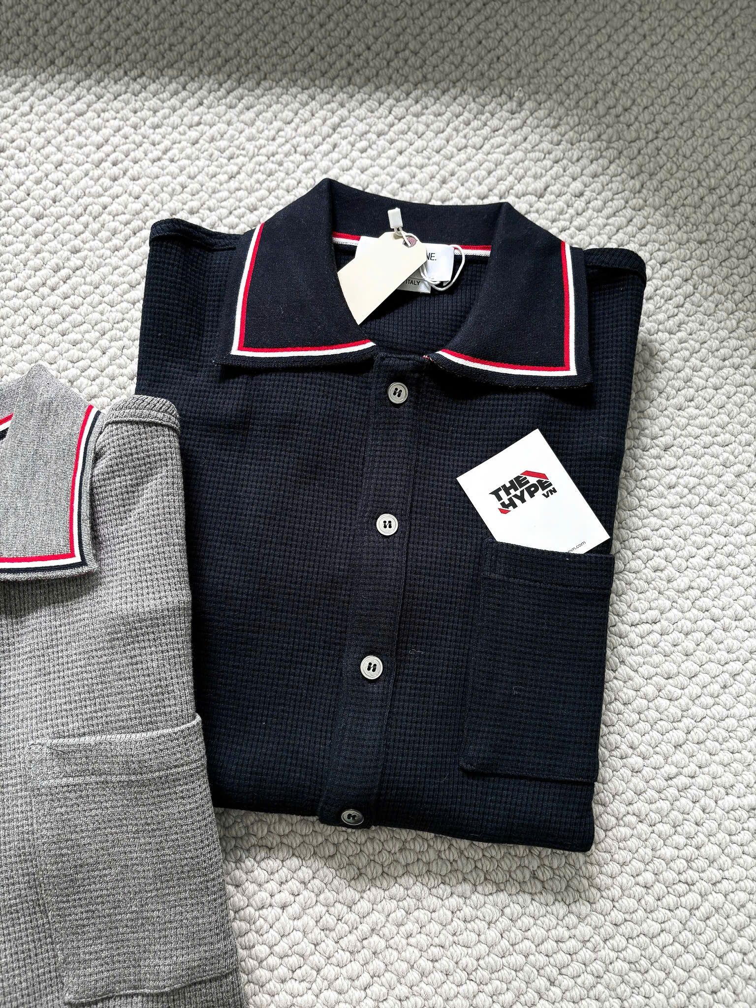 ÁO POLO THOM BROWNE TB TEXTURED COTTON (NAVY)