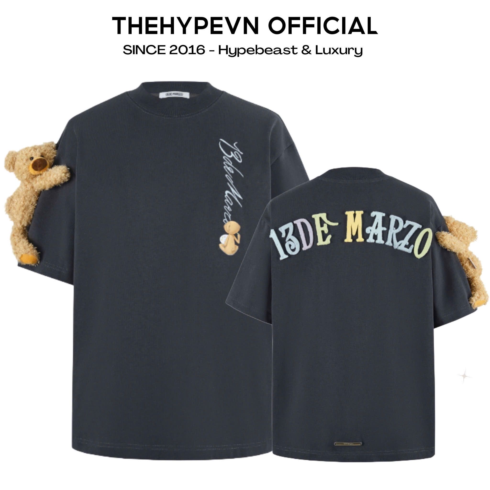 13DE MARZO TEE - Áo Thun Macaron Logo Forest River (Black) Best Quality