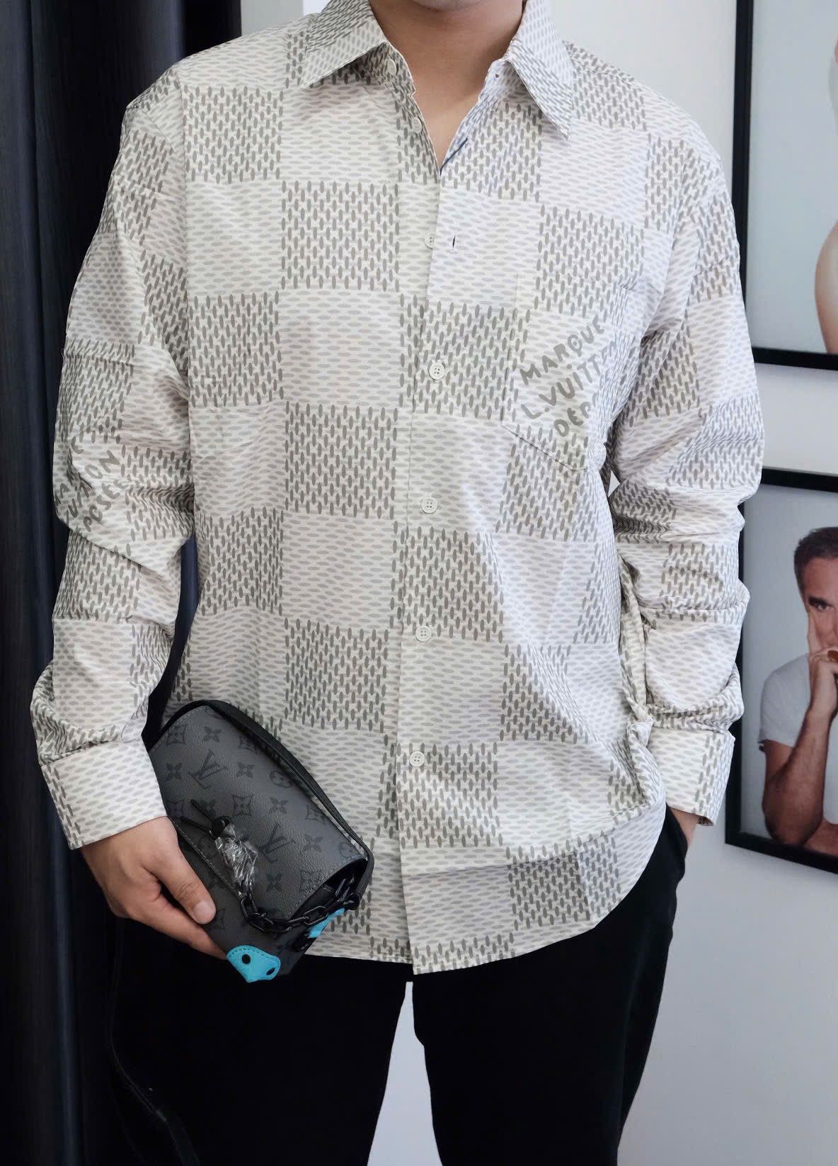 ÁO SƠ MI LOUIS VUITTON DAMIER MARQUE (WHITE)