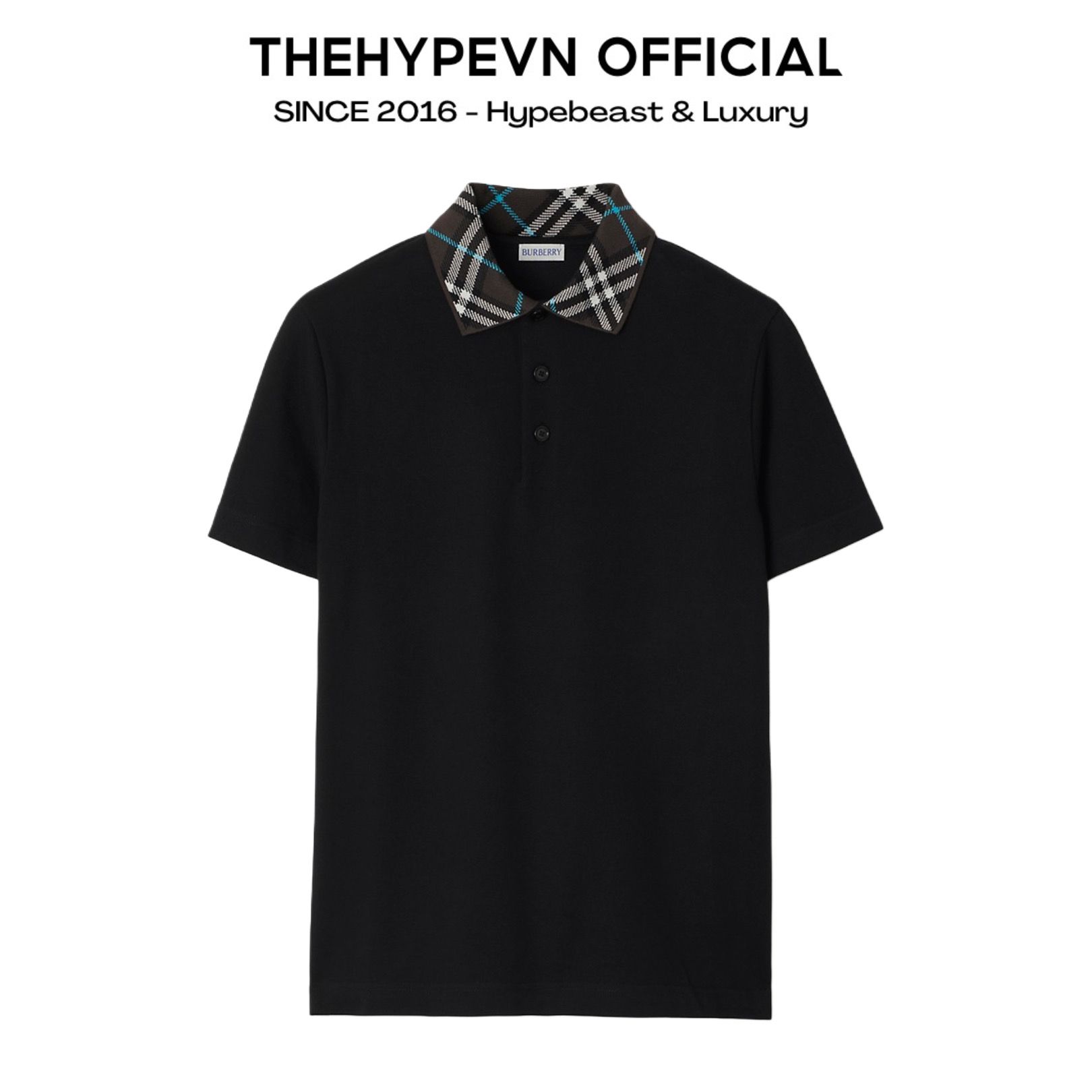 ÁO POLO BURBERRY BBR WOVEN COLLAR (BLACK)