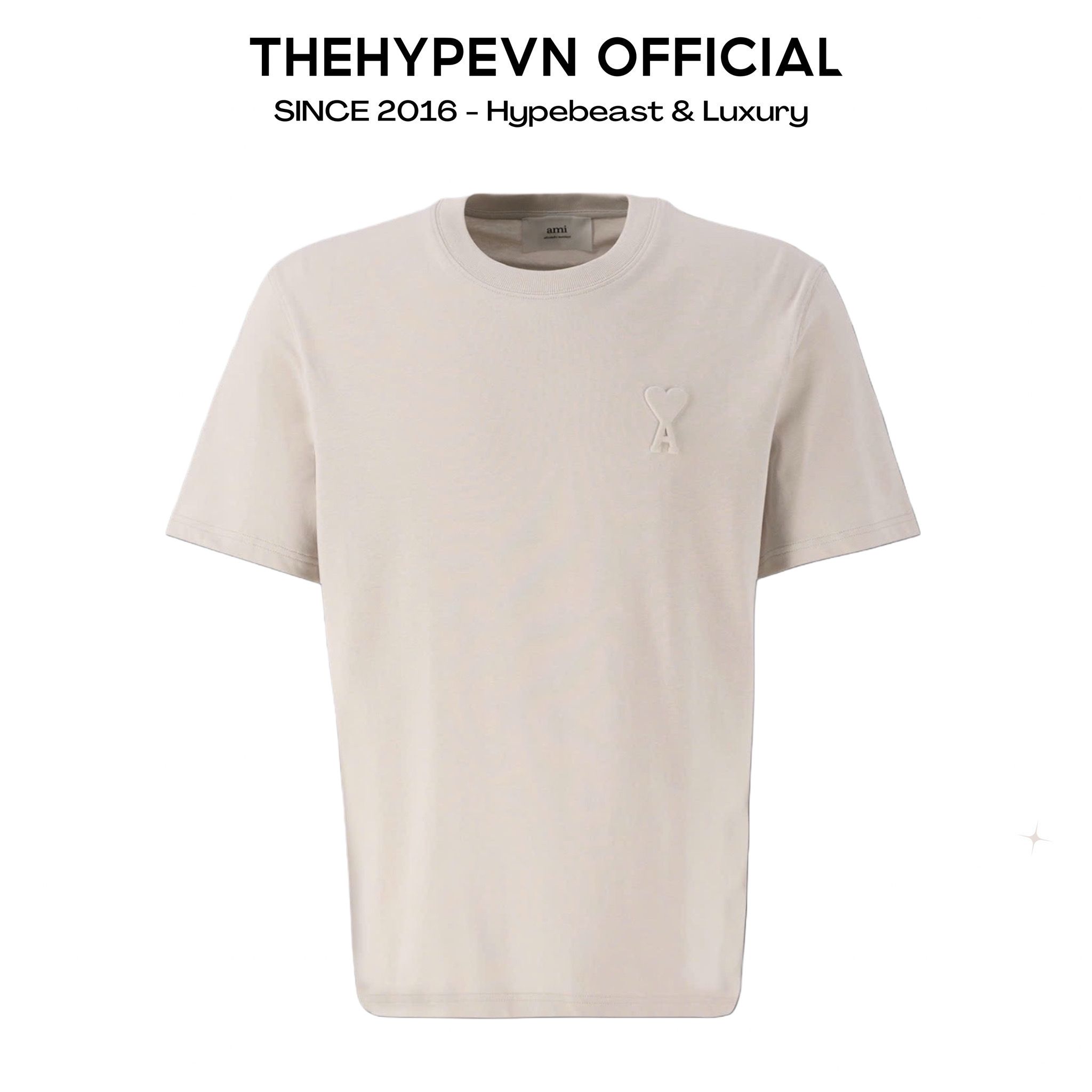 ÁO PHÔNG AMI PARIS EMBOSSED HEART LOGO TEE (CHALK)