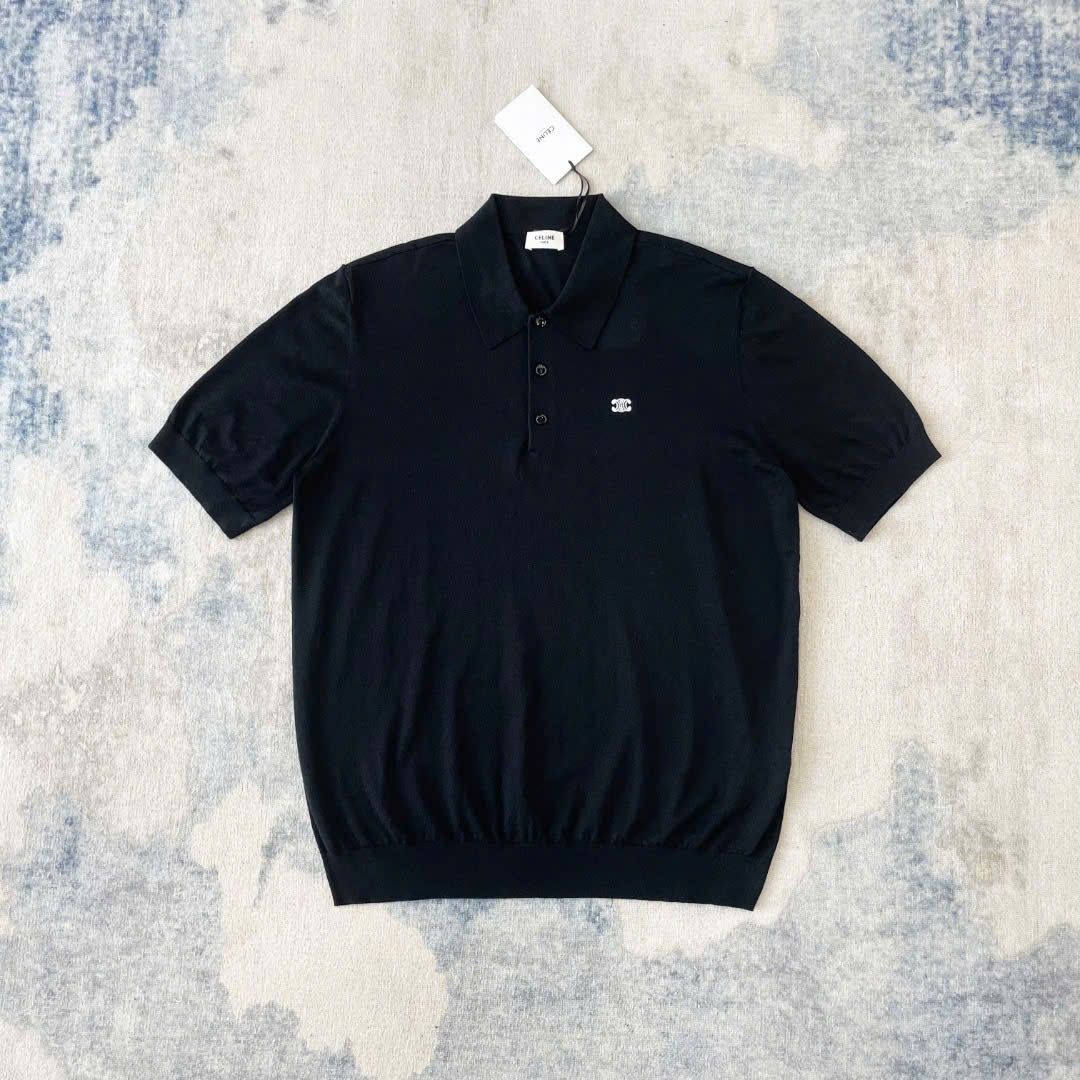ÁO POLO CELINE TRIOMPHE FINE COTTON (BLACK)
