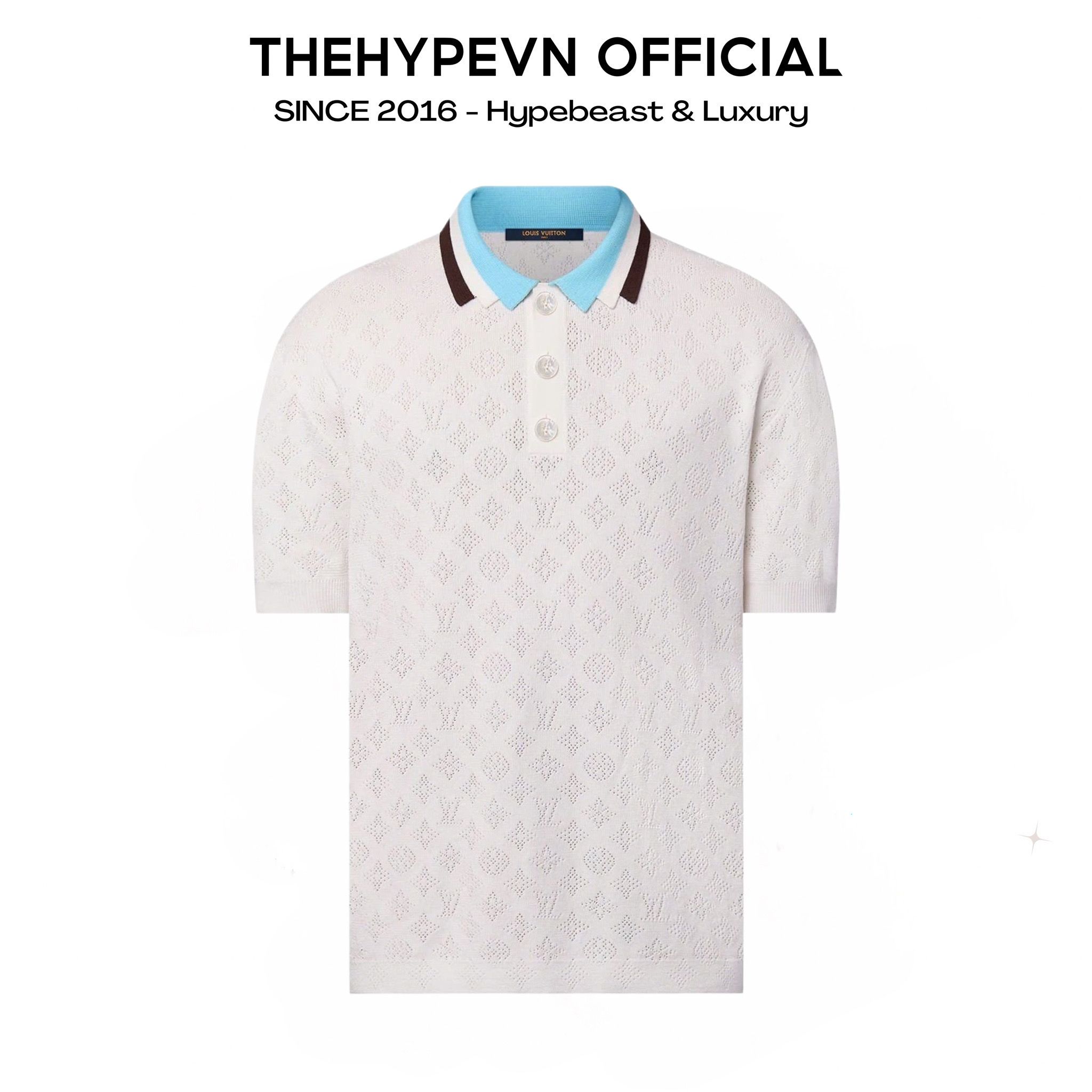 ÁO POLO LOUIS VUITTON LV MONOGRAM POINTELLE (WHITE)