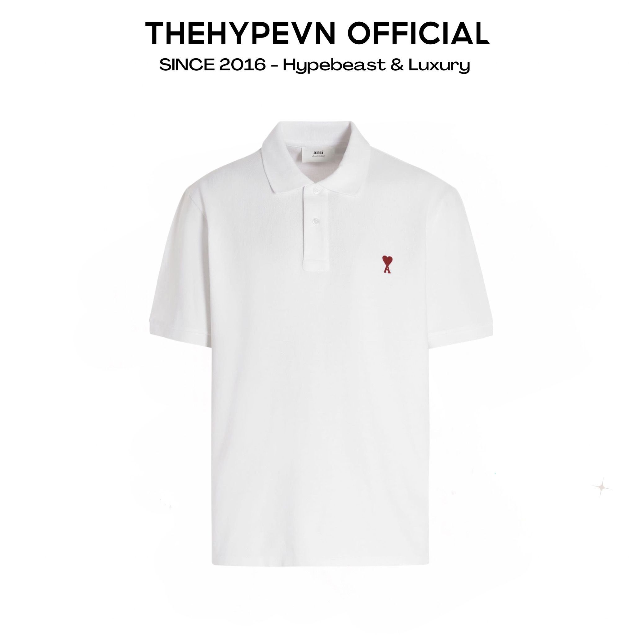 ÁO POLO AMI PARIS SMALL HEART LOGO COTTON (WHITE)