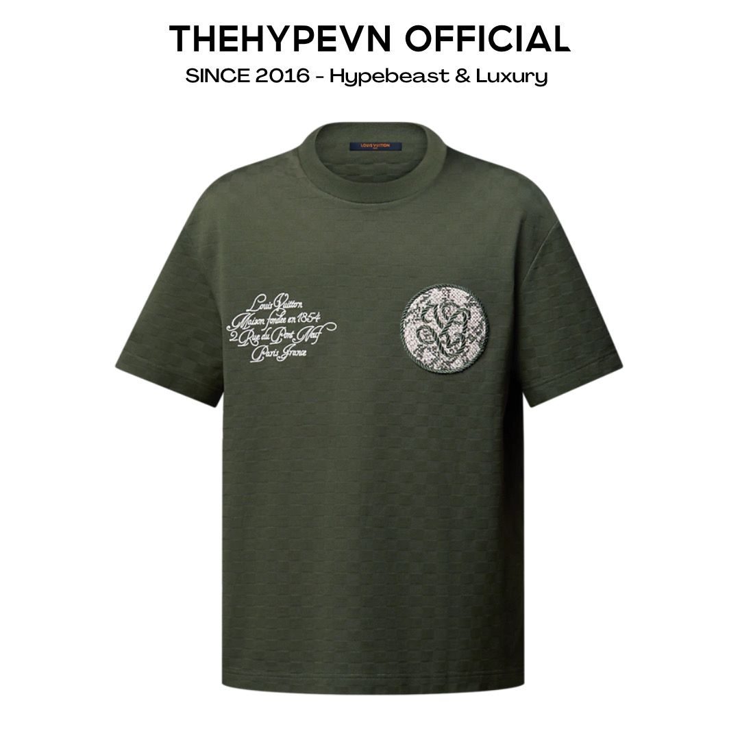 ÁO THUN LOUIS VUITTON LV DAMIER PIQUE CURSIVE (GREEN)