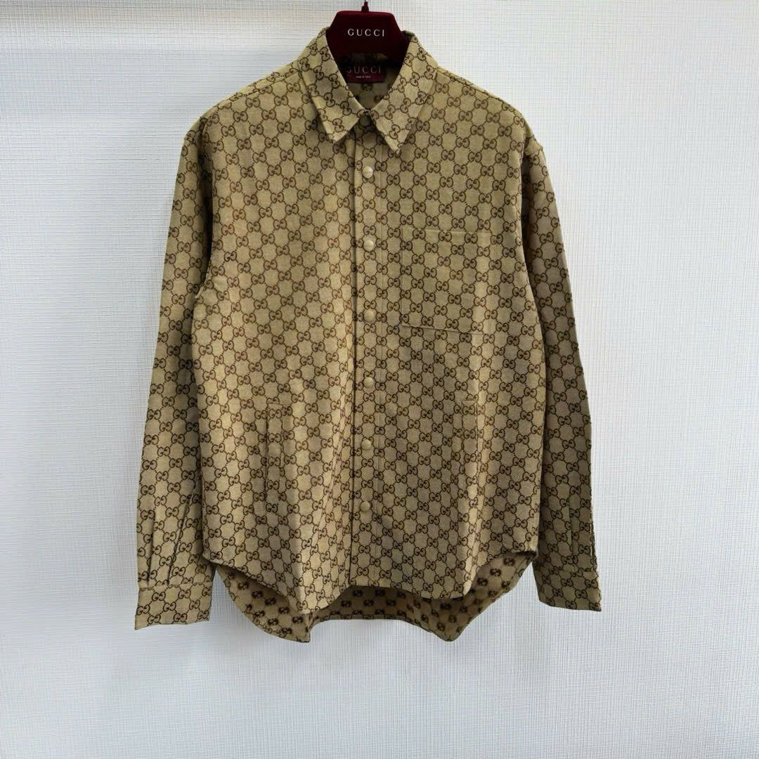 ÁO SƠ MI GUCCI GC CANVAS GG CAMEL JACKET SHIRT (BROWN)