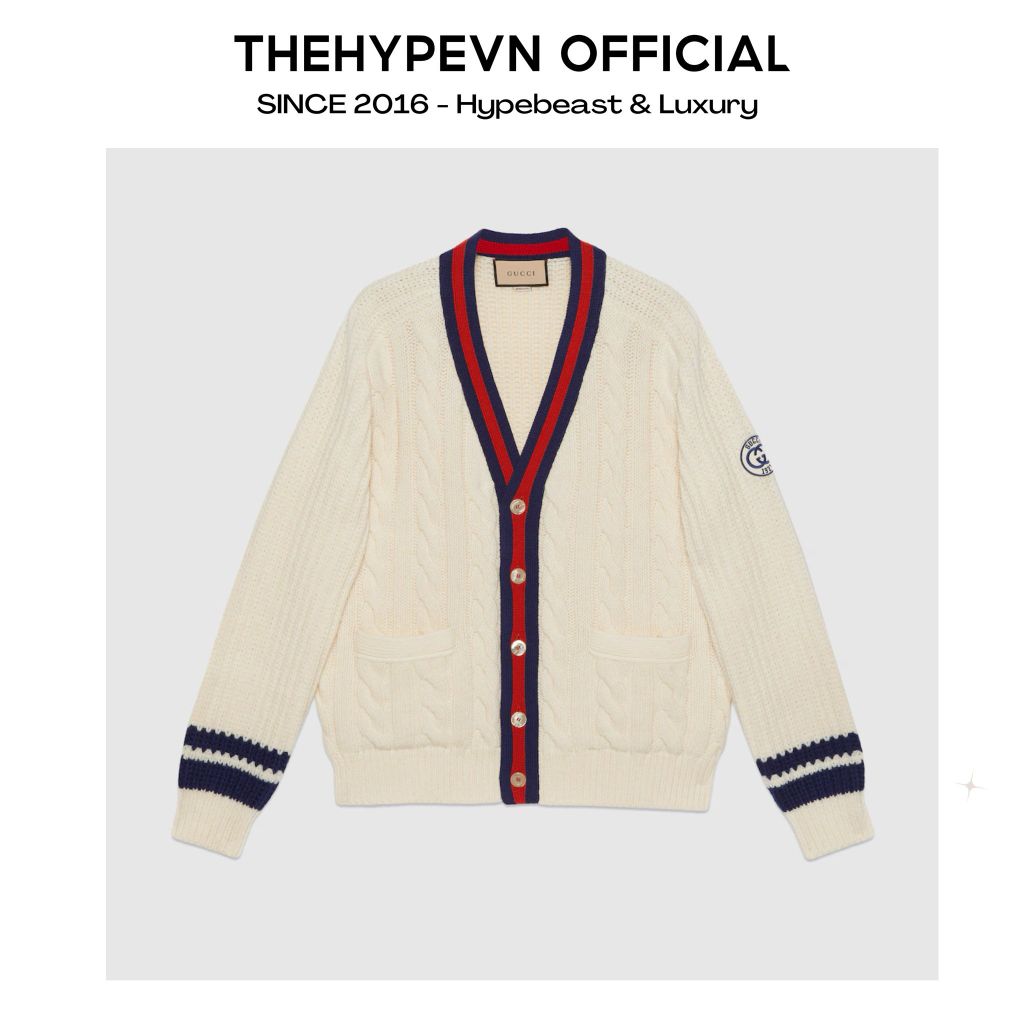 ÁO KHOÁC CARDIGAN GUCCI CABLE WEB (IVORY)