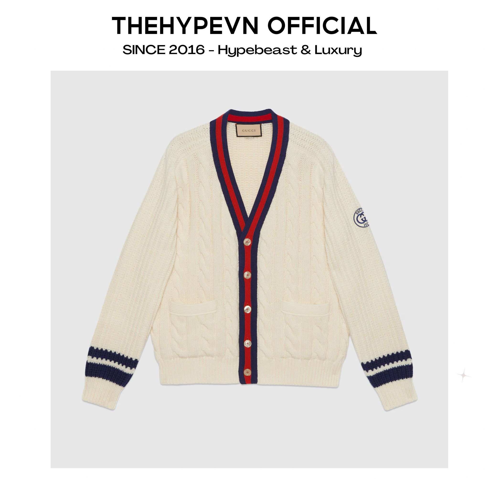 ÁO KHOÁC CARDIGAN GUCCI CABLE WEB (IVORY)