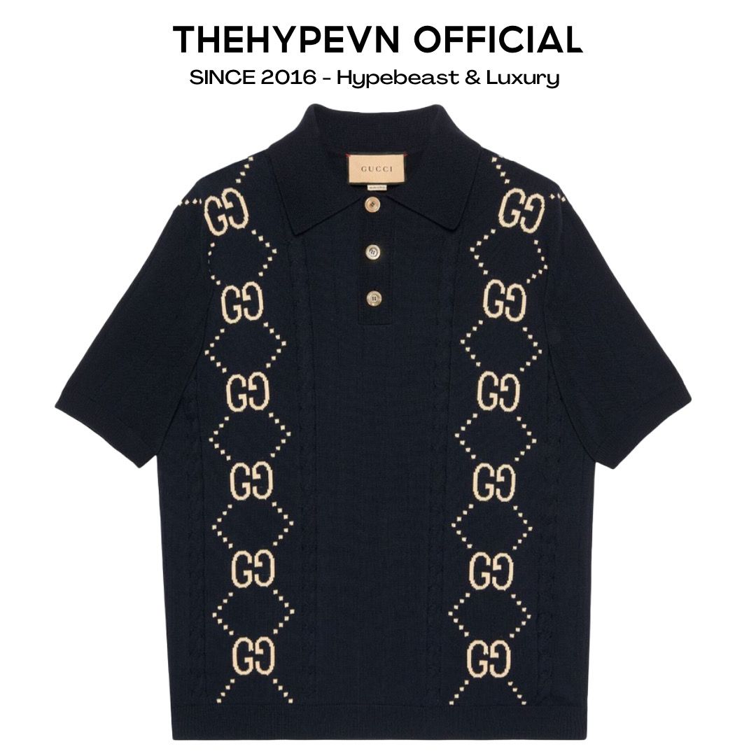 ÁO POLO GUCCI GC GG KNIT COTTON IN BLACK