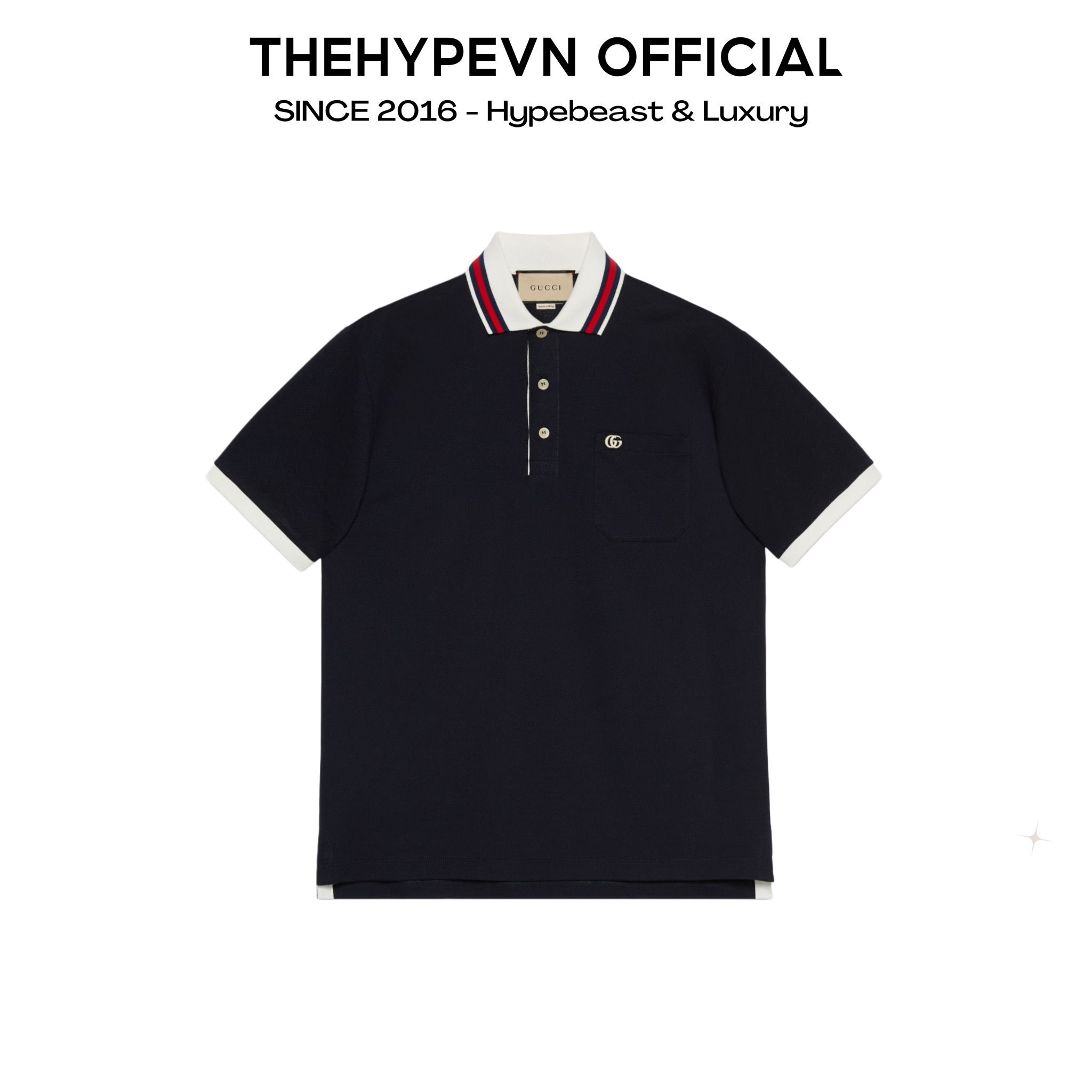 ÁO POLO GUCCI GC COTTON PIQUET WITH DOUBLE G (BLACK)