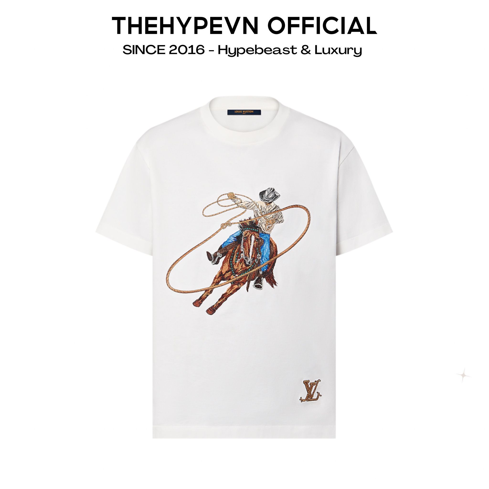 ÁO THUN LOUIS VUITTON LV COWBOY LASSO (WHITE)