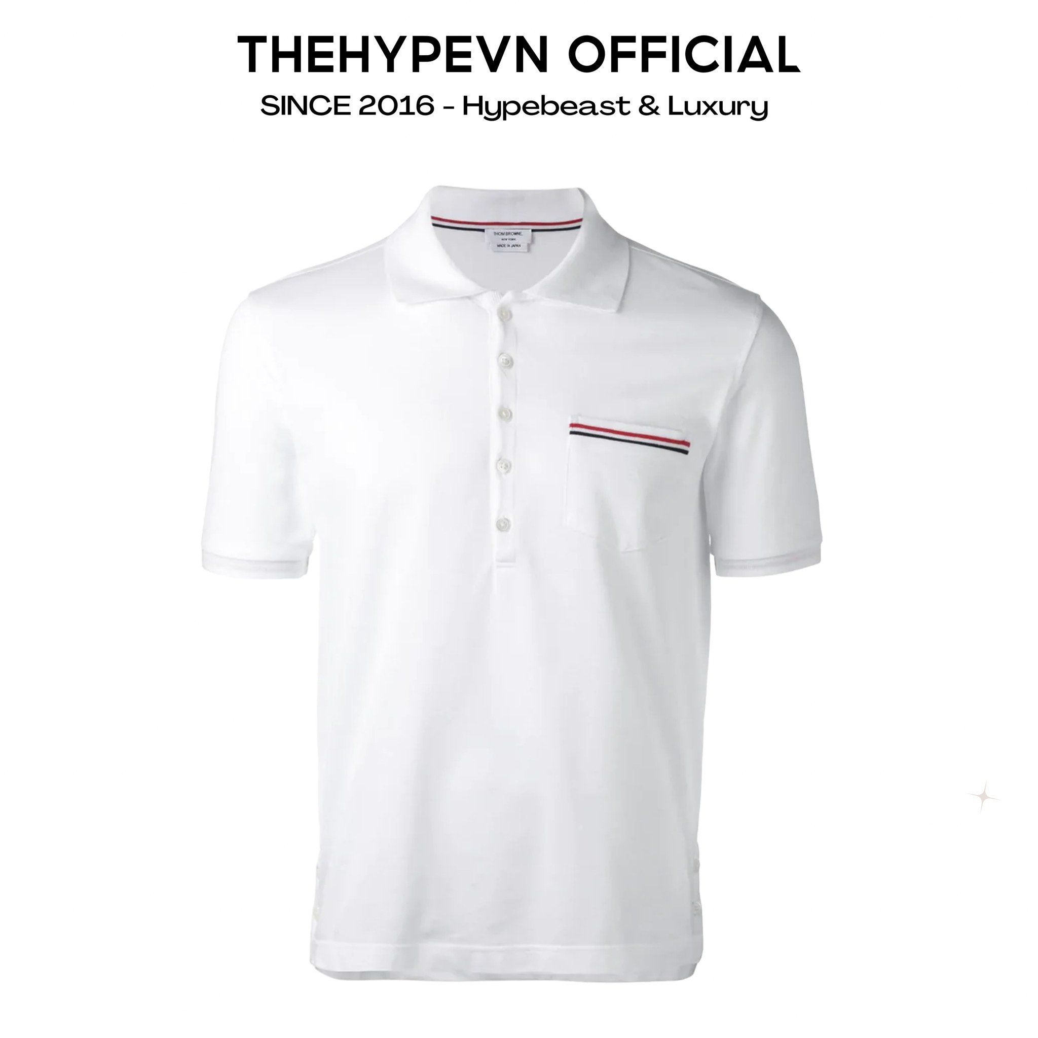 ÁO POLO THOM BROWNE TB PIQUE POCKET (WHITE)