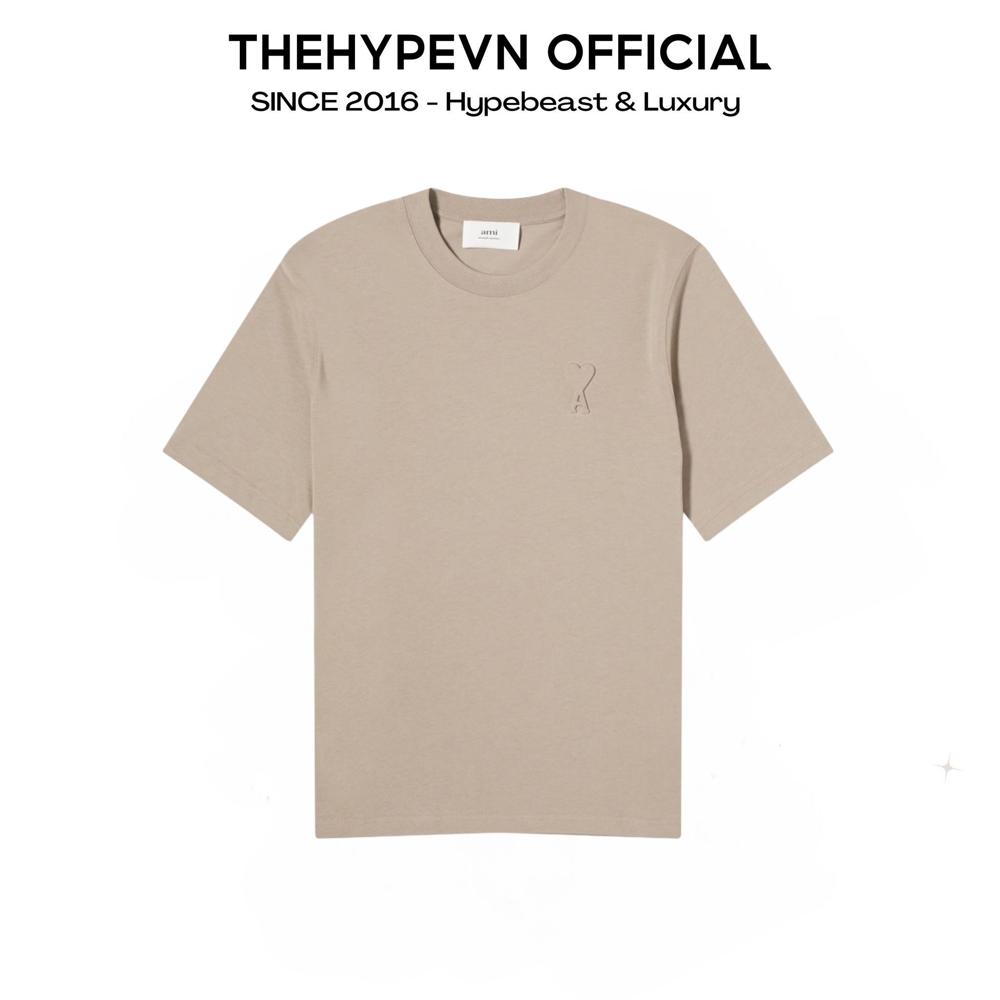 ÁO PHÔNG AMI PARIS EMBOSSED HEART LOGO TEE (LIGHT TAUPE)