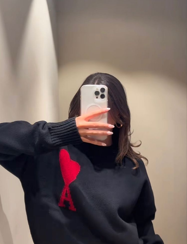 ÁO SWEATER AMI PARIS BIG HEART MERINO WOOL (BLACK)