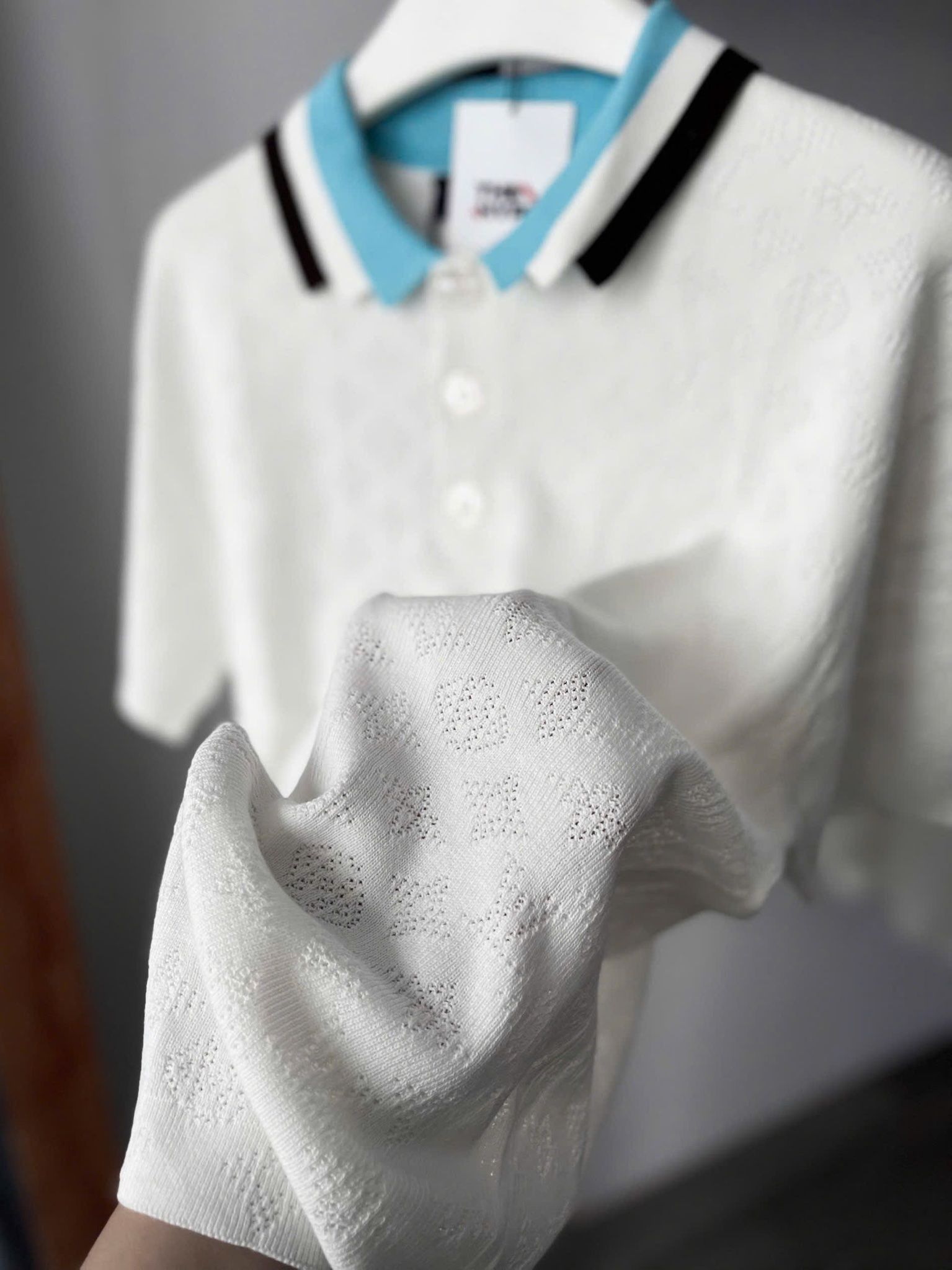 ÁO POLO LOUIS VUITTON LV MONOGRAM POINTELLE (WHITE)