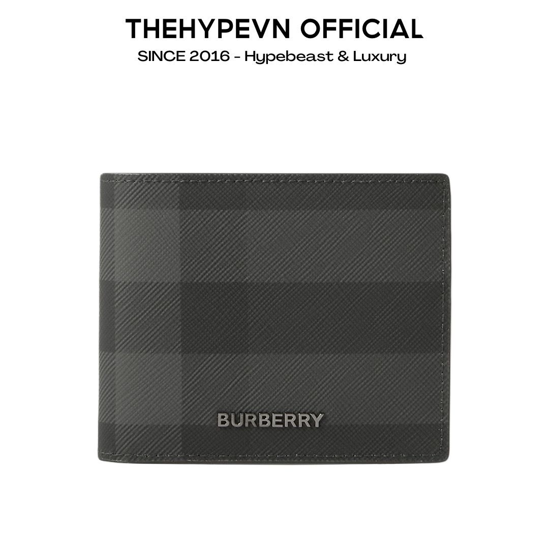 VÍ NGẮN BURBERRY CHECK BI FOLD WALLET (CHARCOAL)