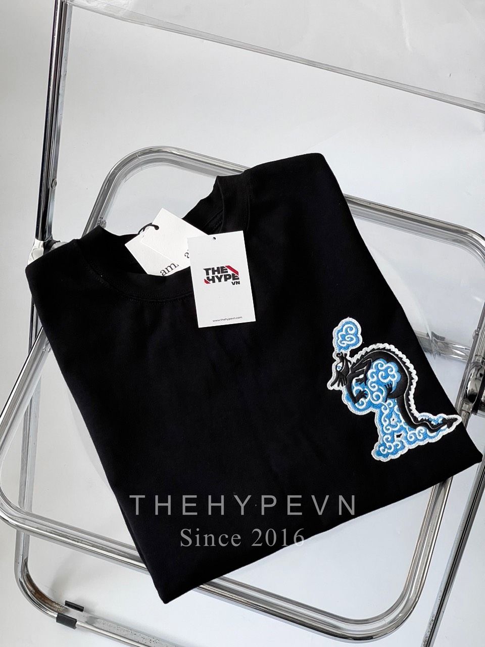 ÁO PHÔNG AMI PARIS DRAGON LOGO SS24 TEE (BLACK)