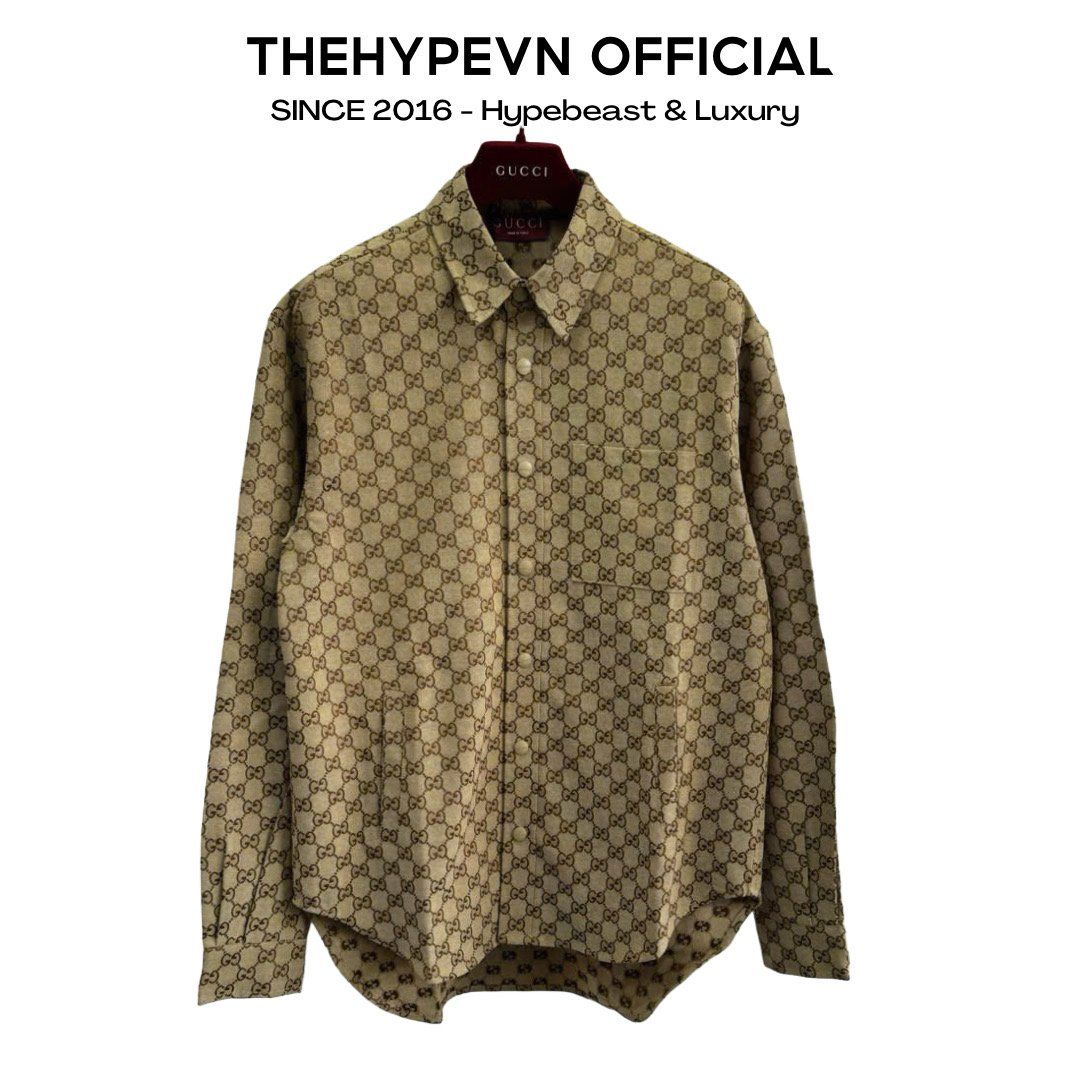 ÁO SƠ MI GUCCI GC CANVAS GG CAMEL JACKET SHIRT (BROWN)